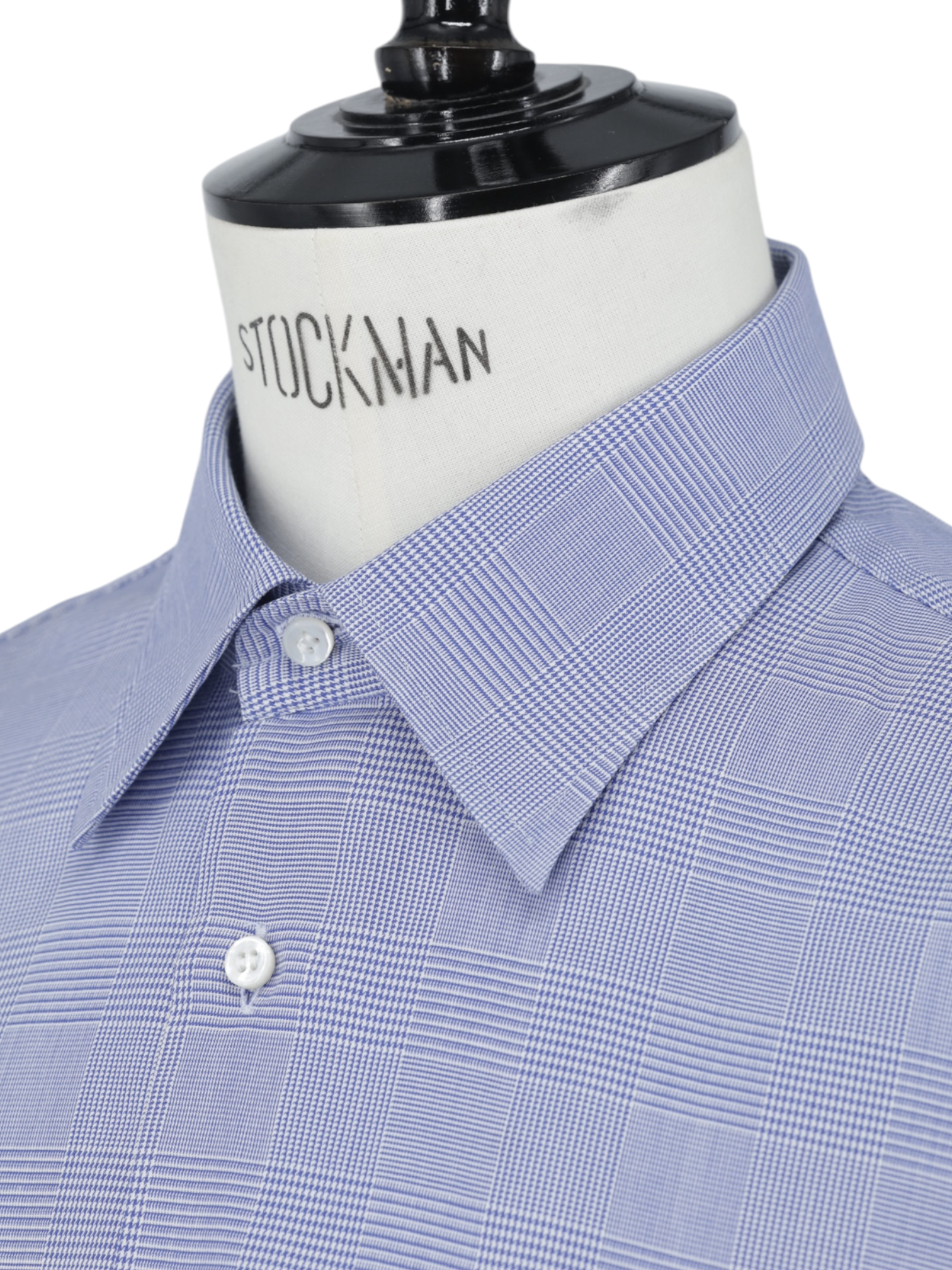 Fray Blue Cotton French-Cuff Prince of Wales Shirt