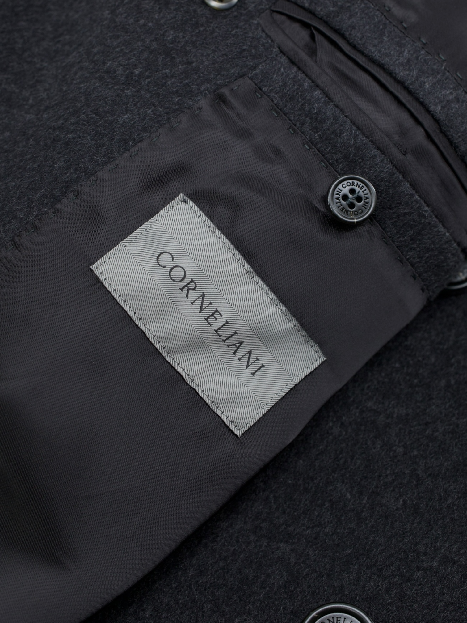Corneliani Dark Grey Double-Breasted Virgin-Wool Polo Coat
