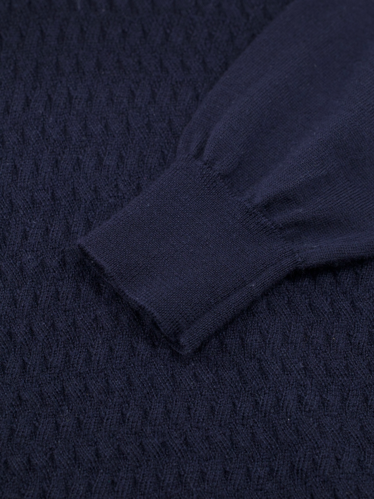 Corneliani Navy Virgin-Wool Long-Sleeve Polo Knitwear