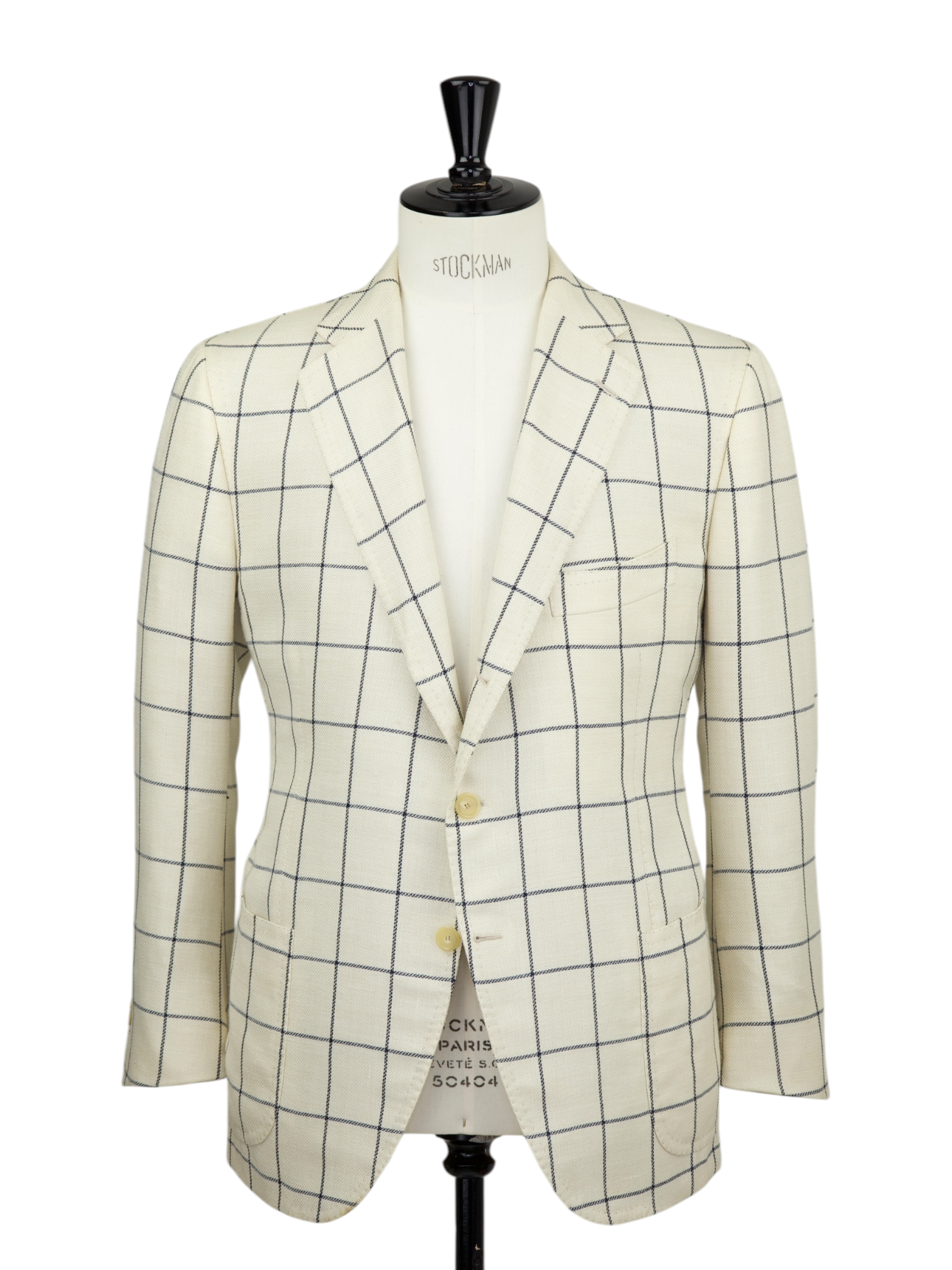 Cesare Attolini Offwhite Wool, Silk & Linen Hopsack Windowpane Jacket