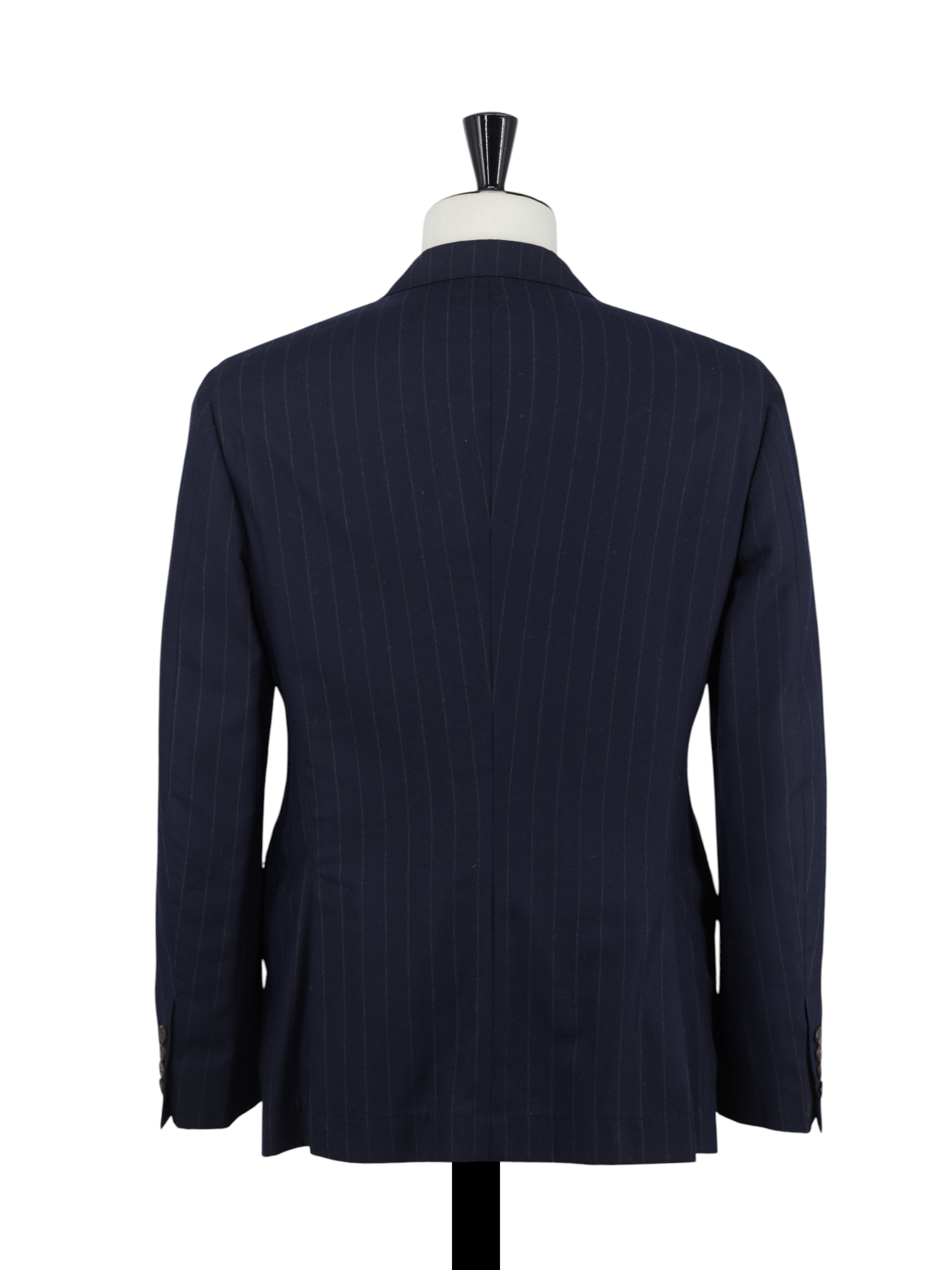 Brunello Cucinelli Navy Brushed Wool & Silk Pinstripe Suit