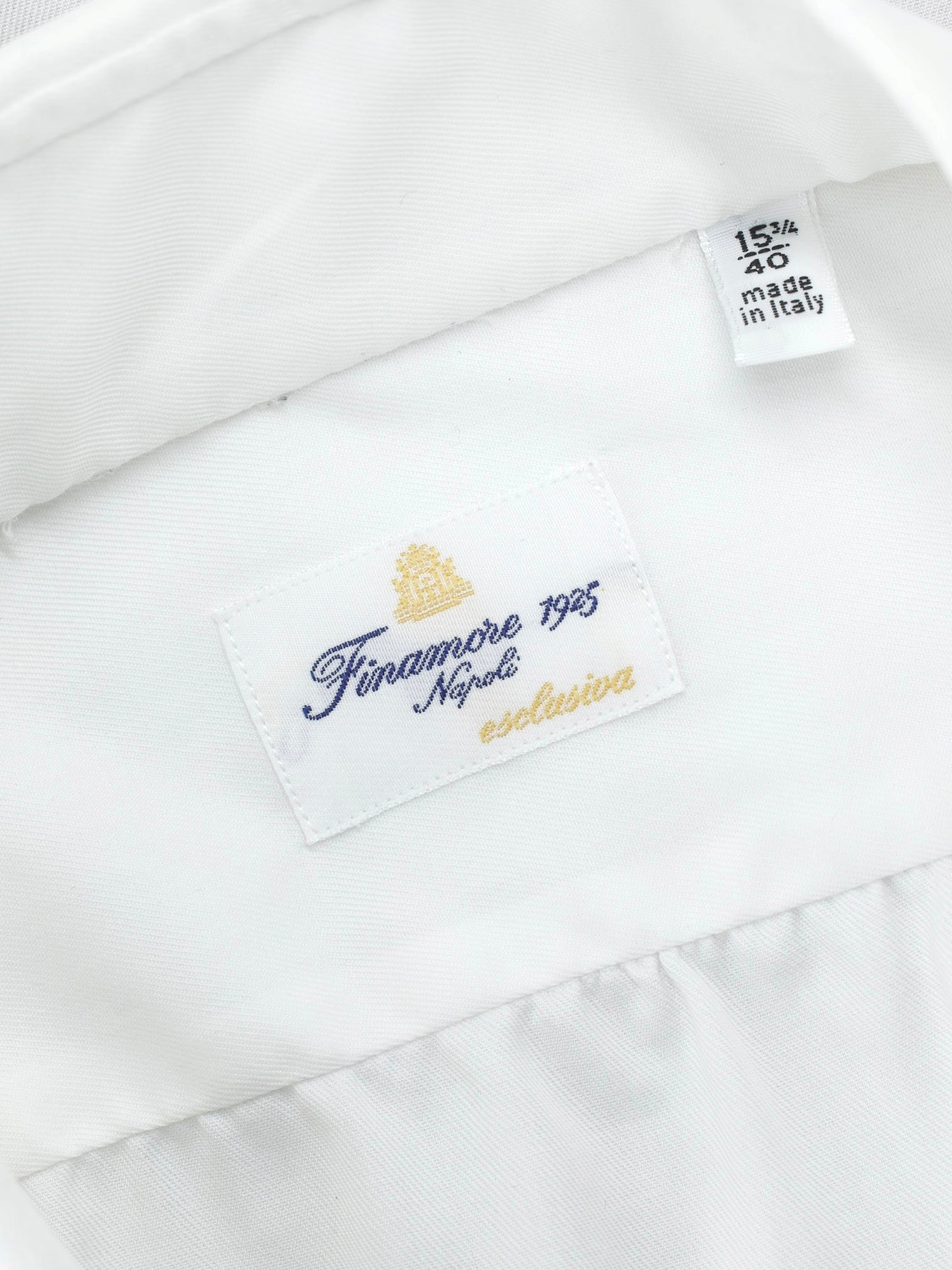 Finamore Esclusiva White Alumo Cotton Twill Shirt