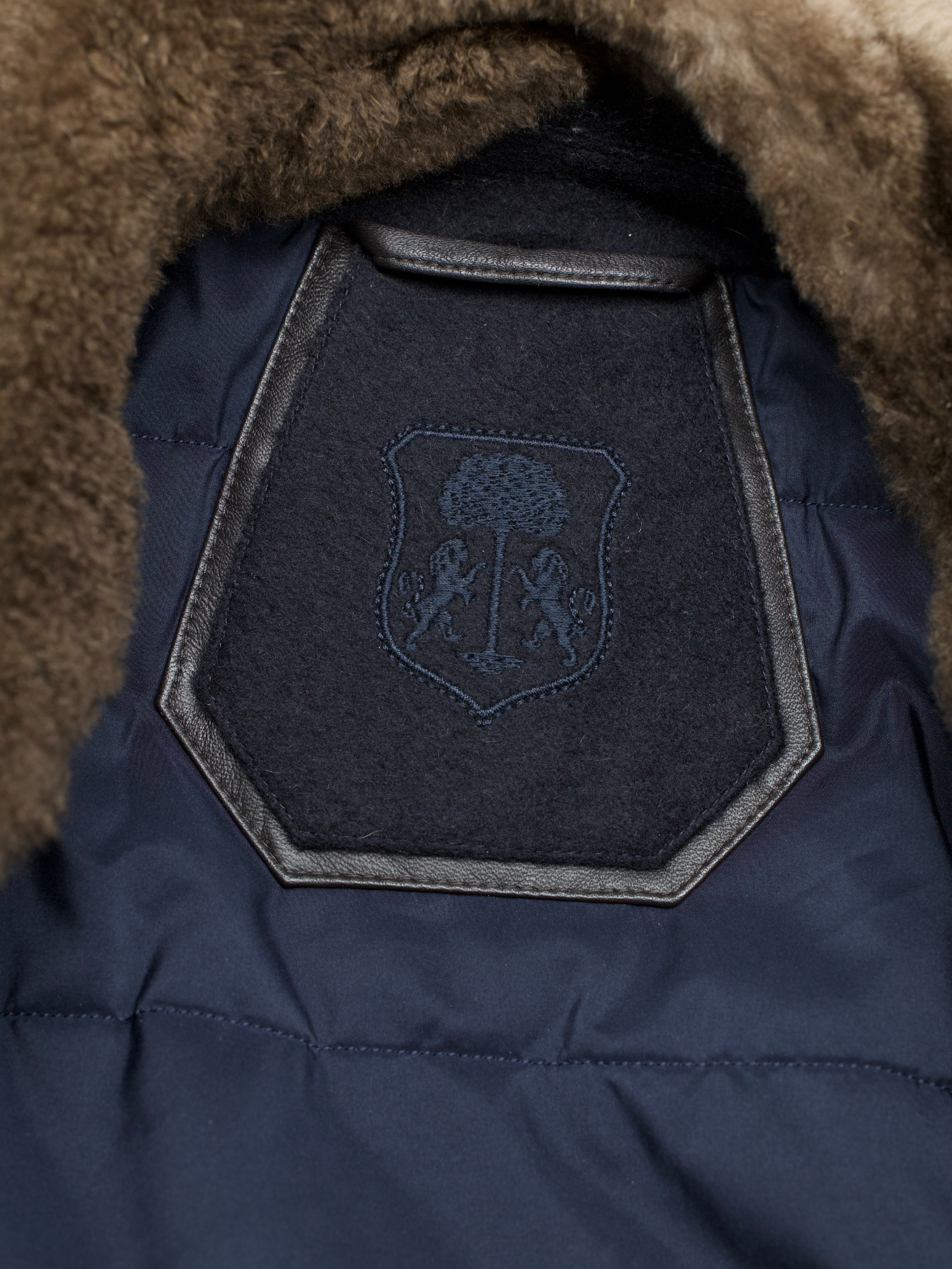 Corneliani Navy Wool & Castorino-Fur Collar Blouson Jacket