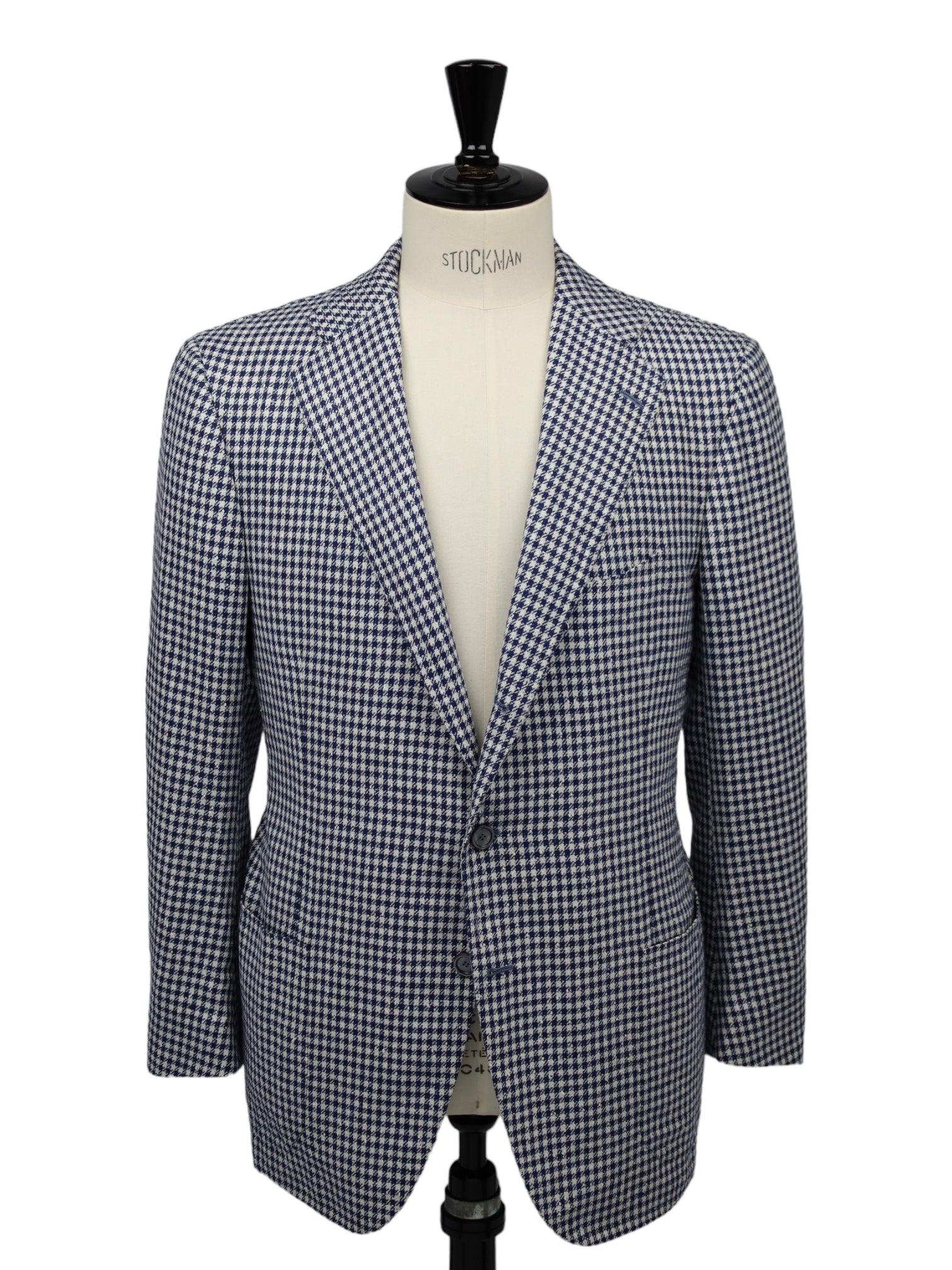 Cesare Attolini Blue Pied de Poule Wool, Silk & Linen Jacket