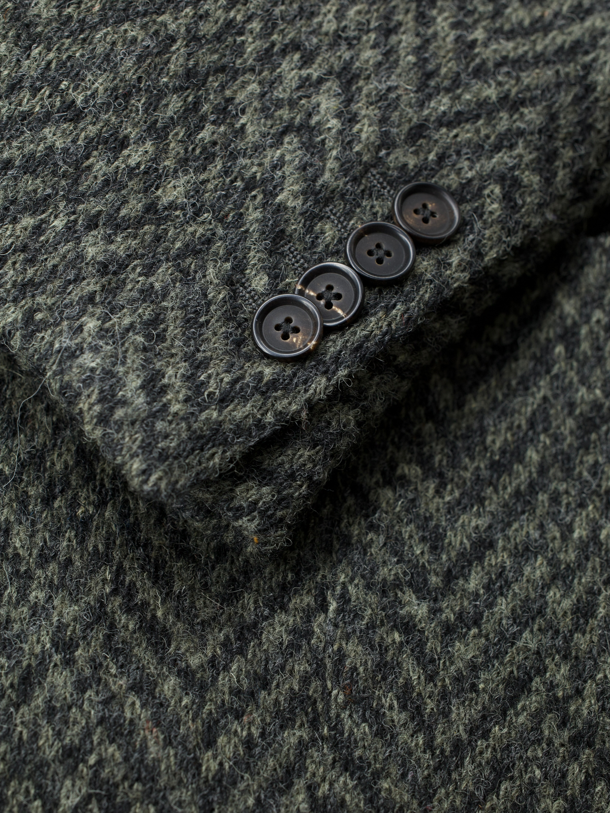 Lardini Dark Olive-Green Double-Breasted Wool Herringbone Overcoat