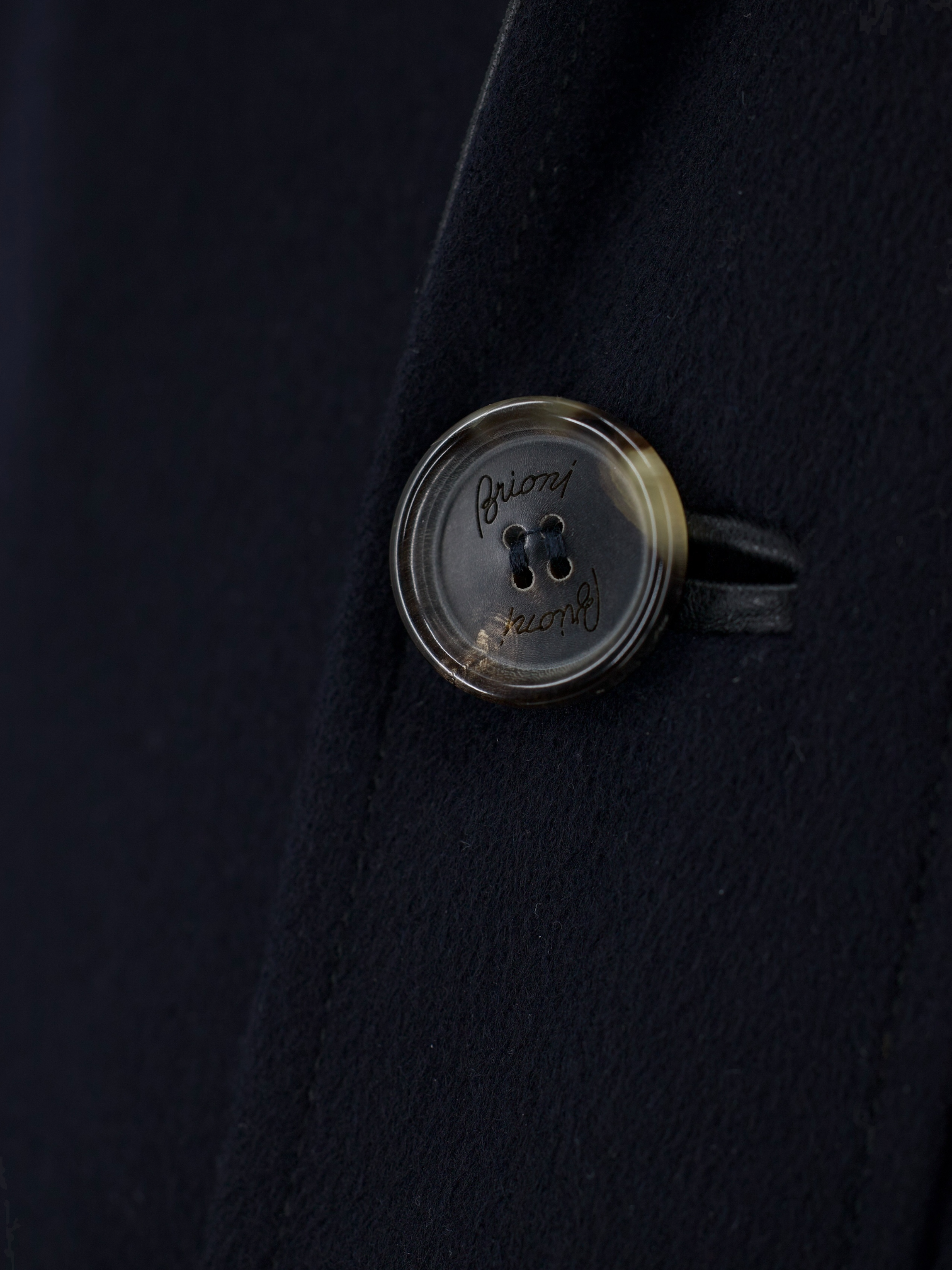 Brioni Navy Pure Cashmere Castorino-Fur Collar Coat