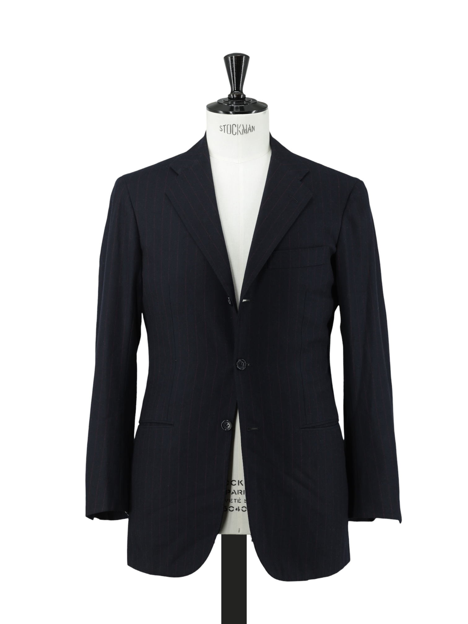 Kiton Navy & Red Pure Wool-Flannel Pinstripe Suit