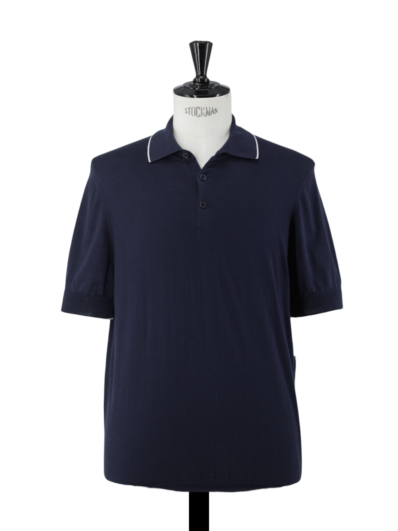 Brunello Cucinelli Navy & White-Piping Fine-Wool Polo