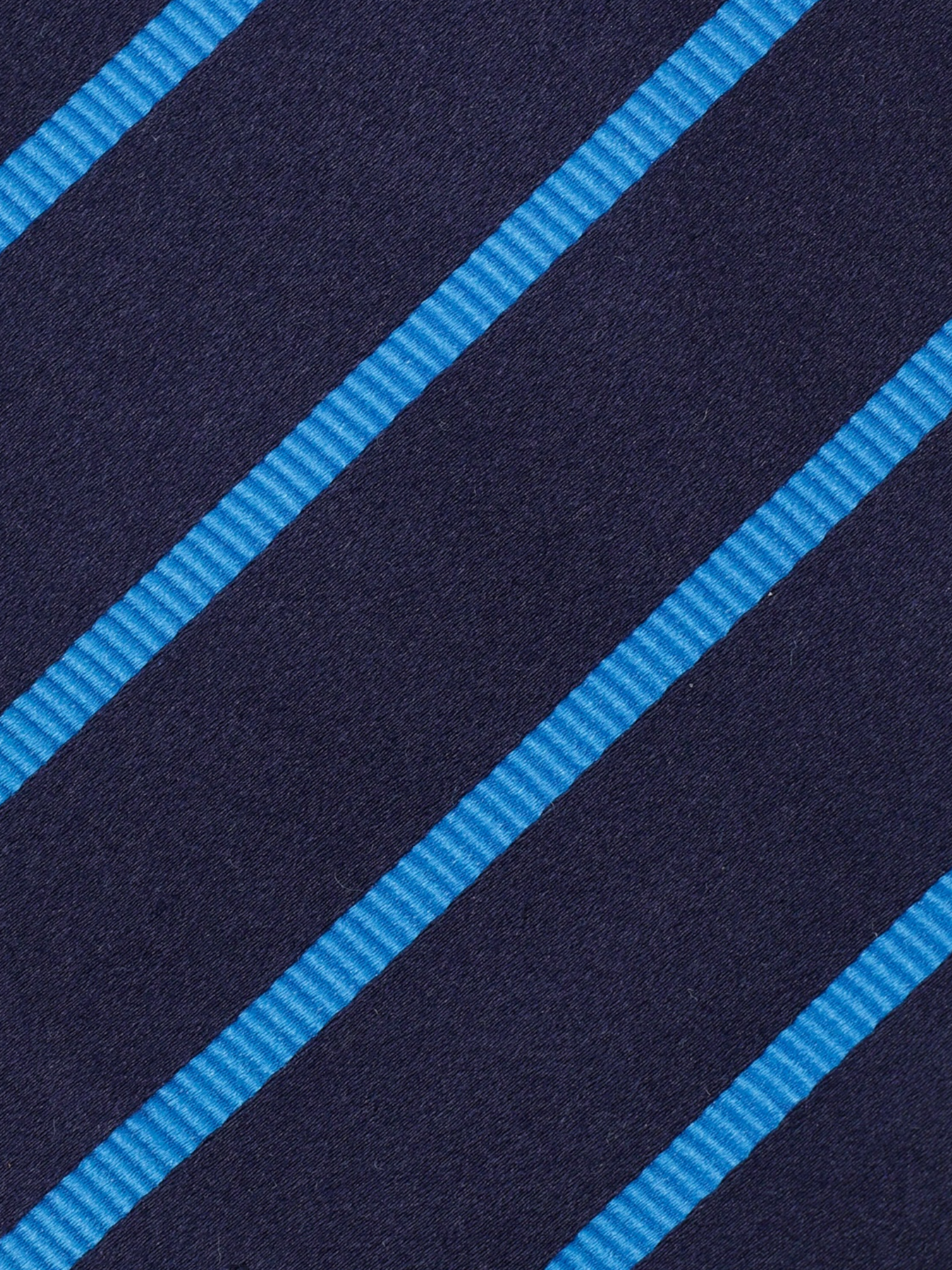 Kiton 5-Fold Navy & Azure Blue Silk Striped Self-Tipped Tie