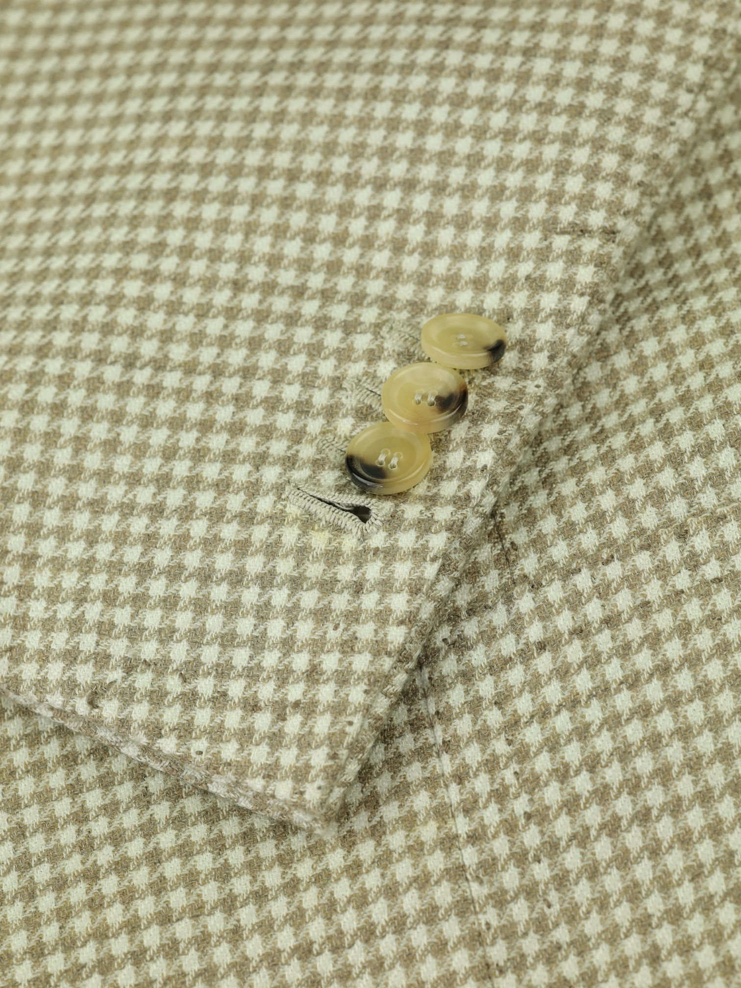 Cesare Attolini Taupe Cashmere, Silk & Linen Puppytooth Jacket