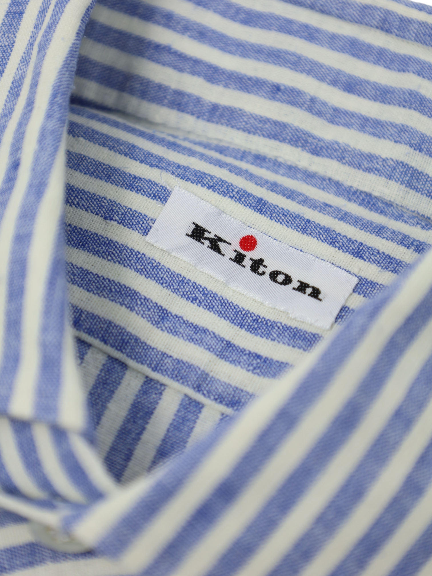 Kiton Light Blue Bengal Stripe Linen Shirt
