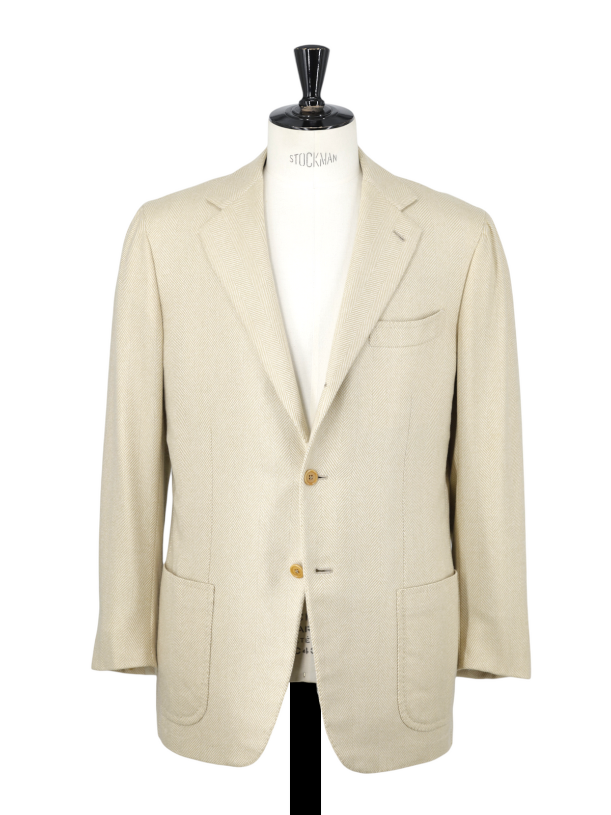 Luigi Borrelli Beige Heavyweight-Cashmere Herringbone Jacket