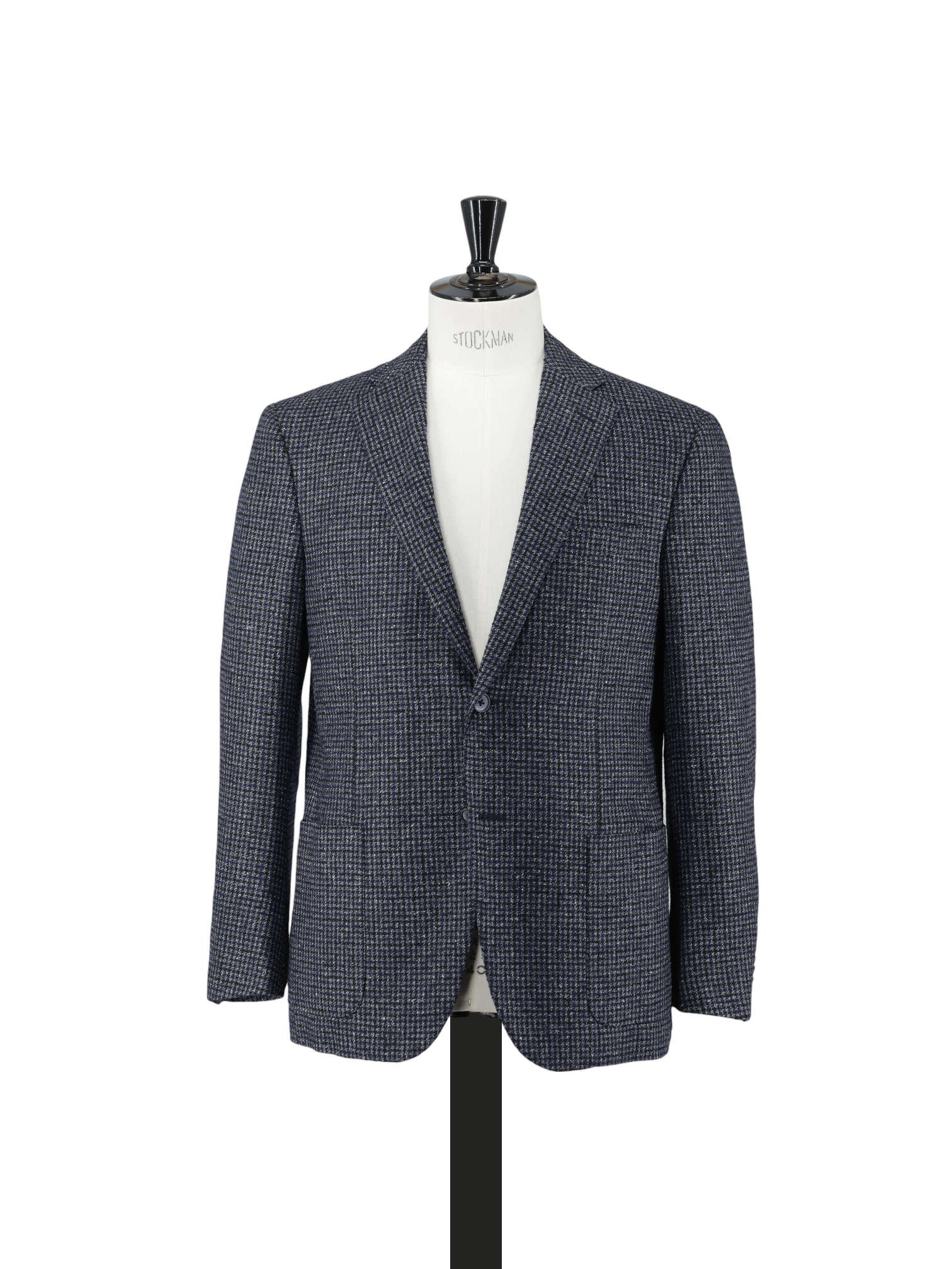 Corneliani Dark Blue Wool, Silk, Stretch & Cashmere Pied de Poule Jacket