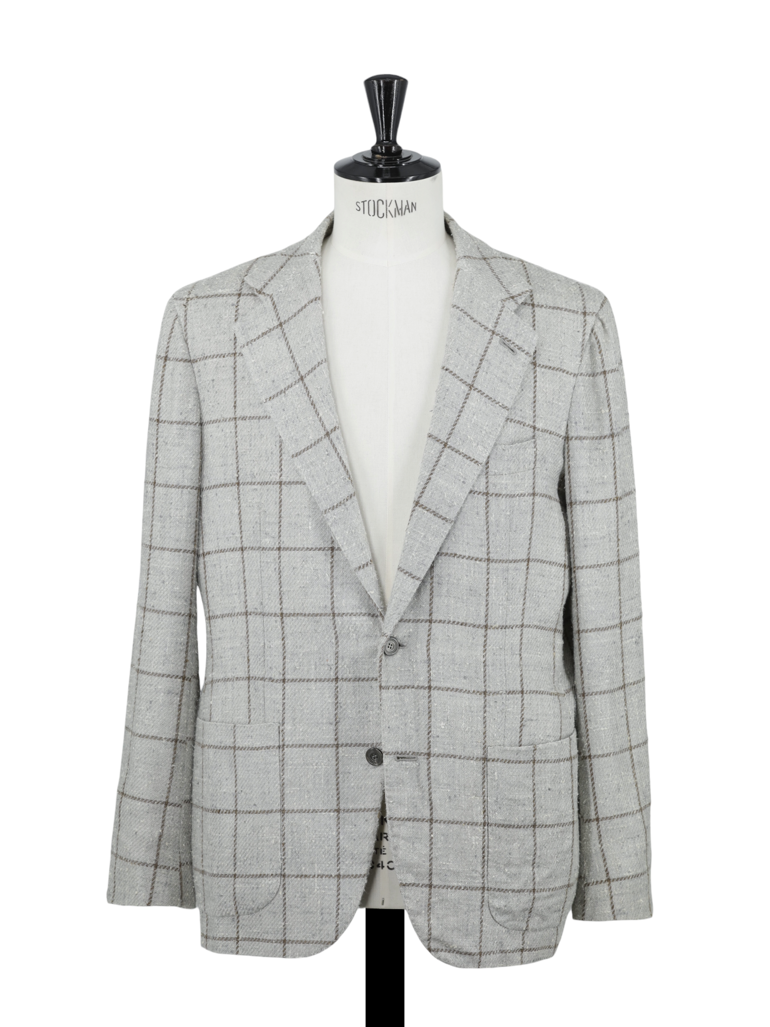 Kiton Taupe & Lichtbruin Zijde & Fleece-Wol Windowpane Jasje