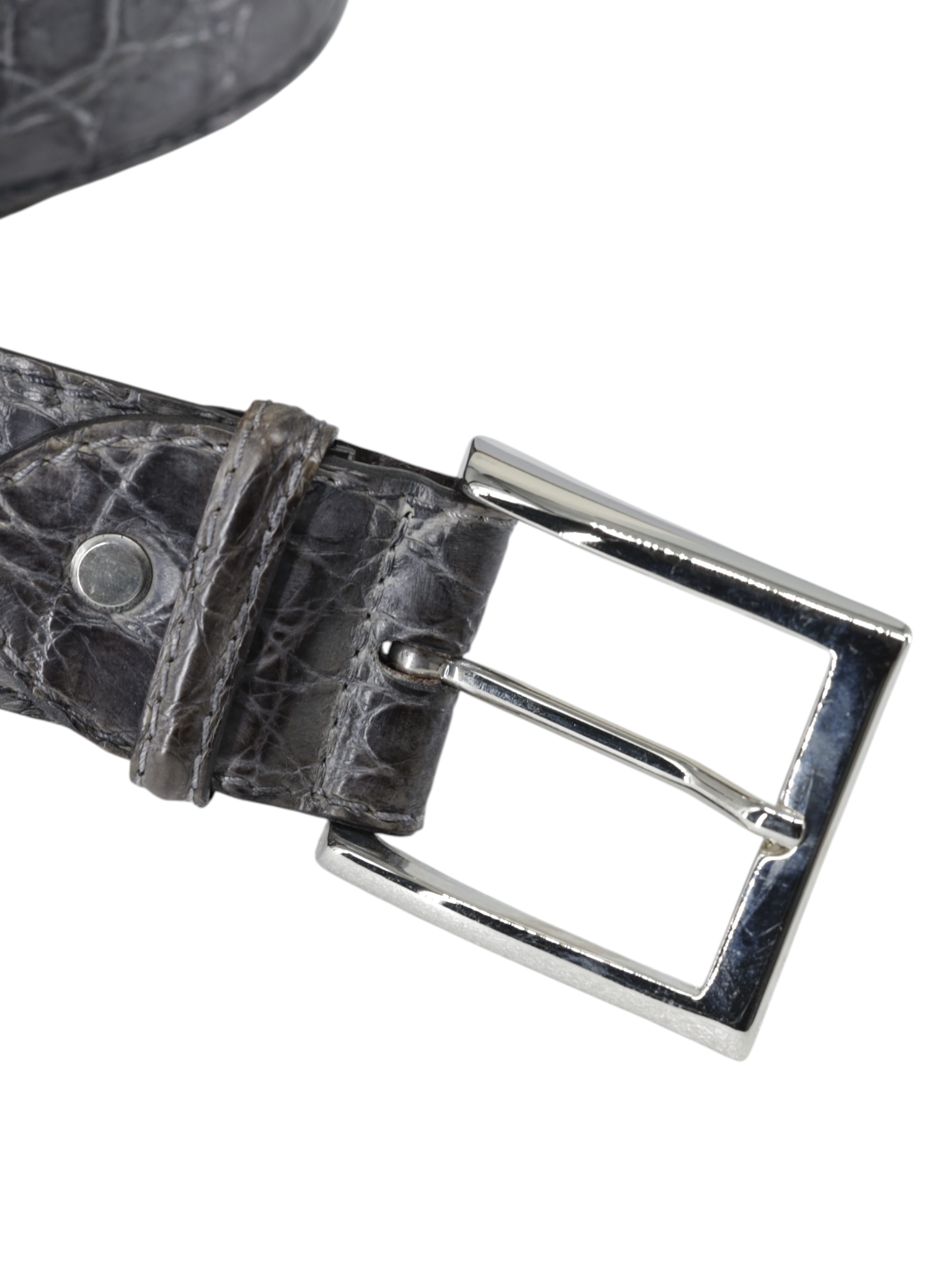 Bontoni Grey Museum-Calf Principe Penny Loafer + Crocodile Belt