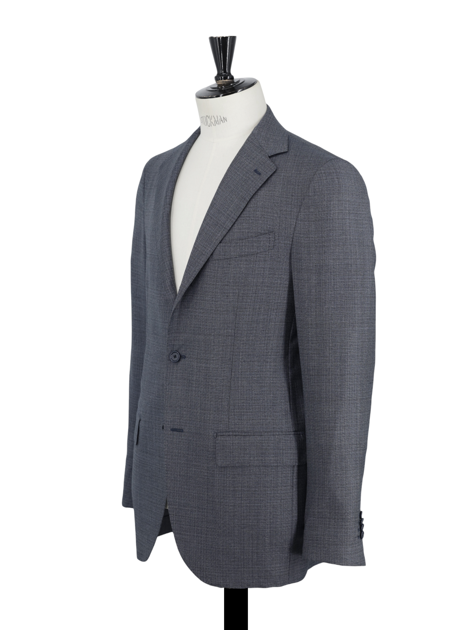 E. Formicola Steel Grey & Blue Fine-Wool Micro-Pattern Suit