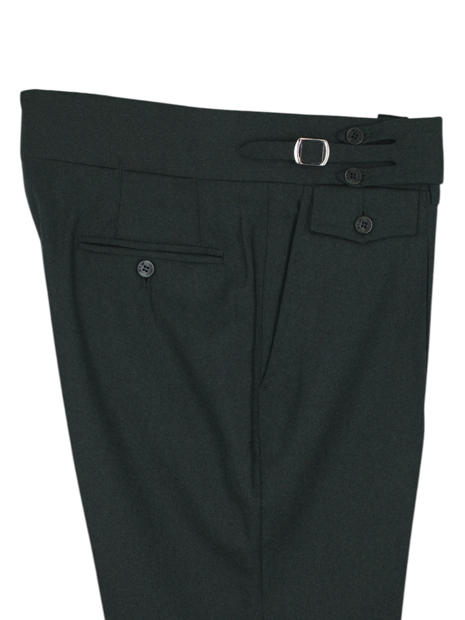Sartoria Voglio Dark Green Wool & Cashmere Flannel Sartorial Trousers