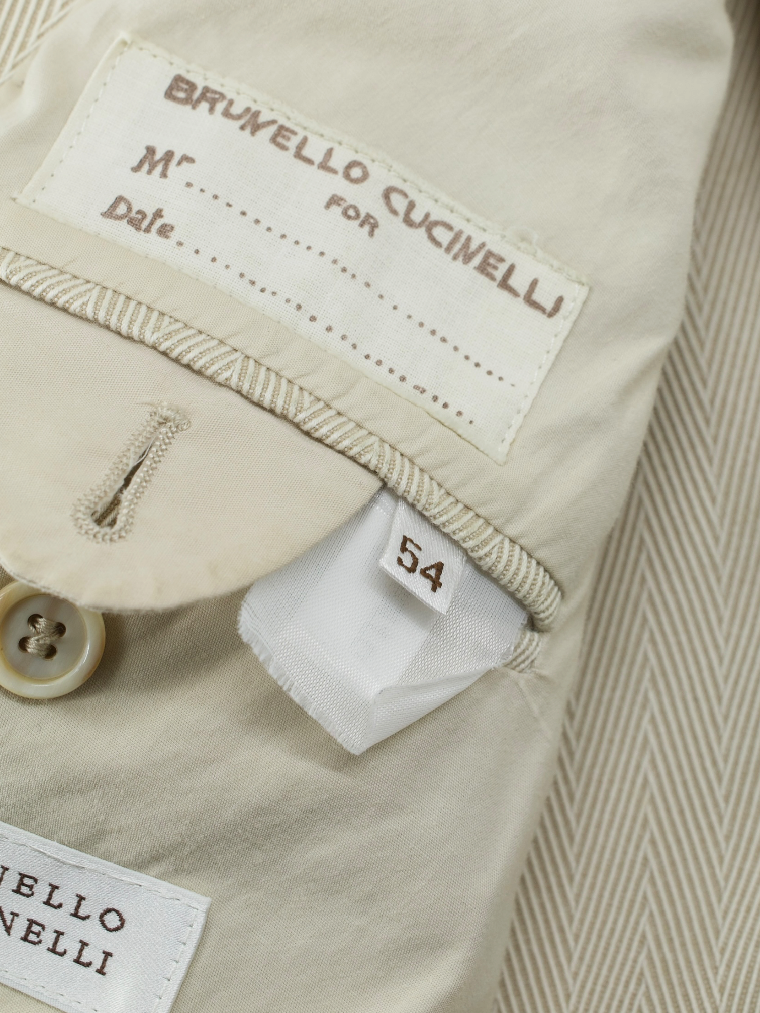 Brunello Cucinelli Sand Pure Cotton Herringbone Jacket