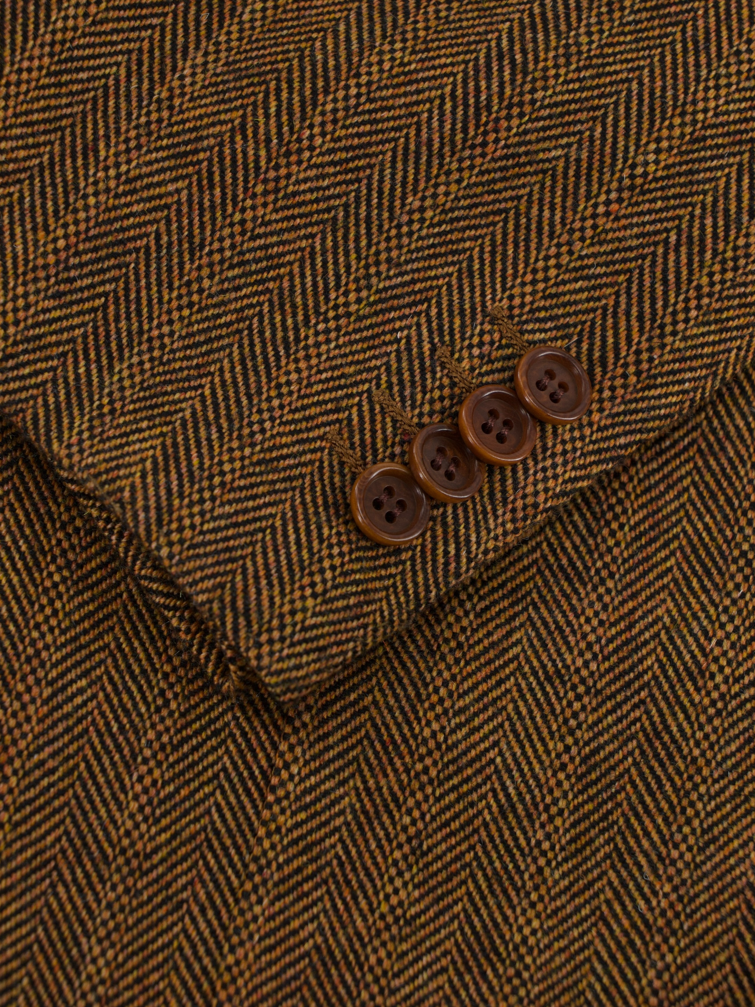 Kiton Burnt Orange Cashmere-Tweed Multicolor Herringbone Jacket