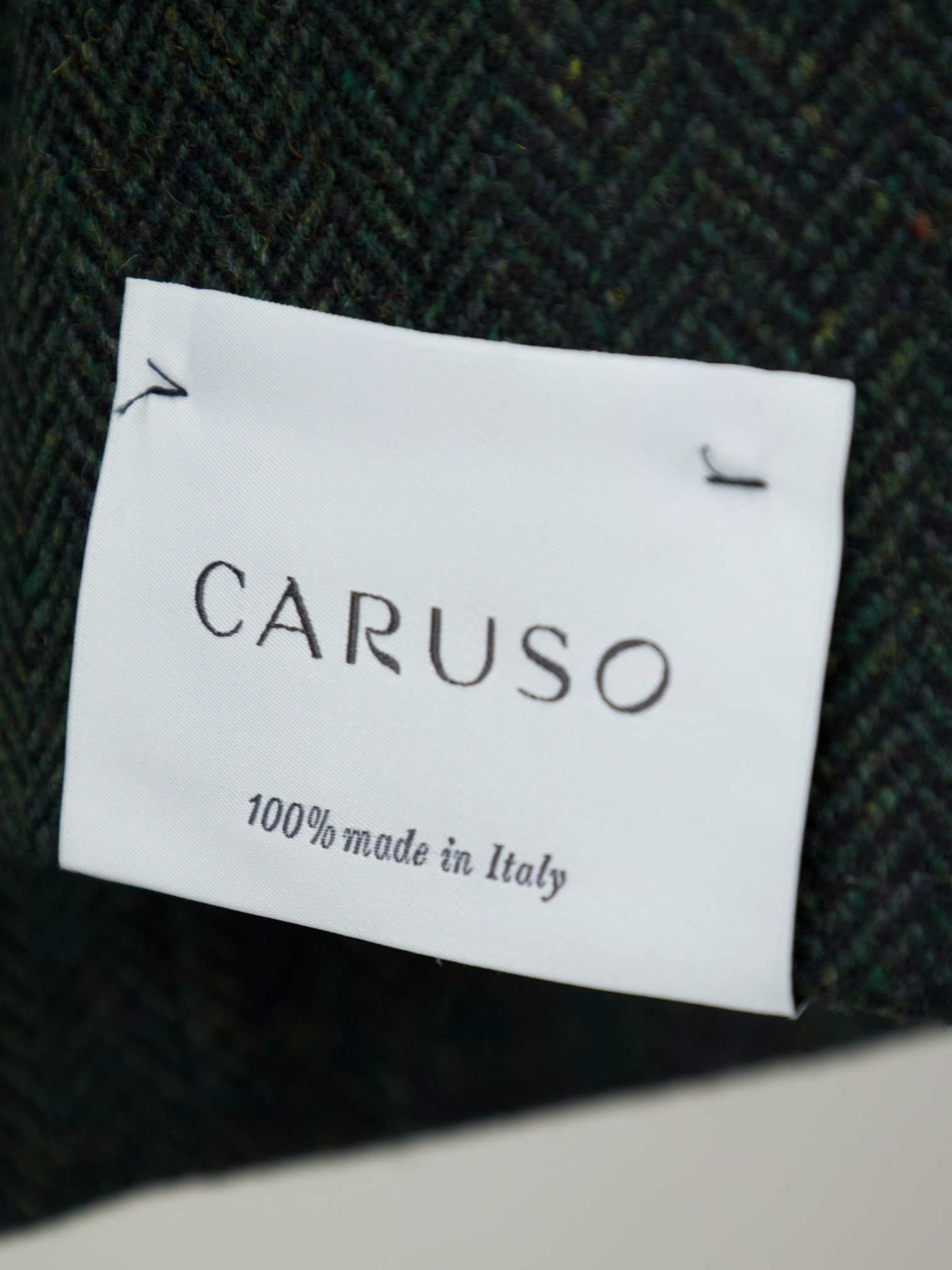 Caruso Forest Green Wool & Cashmere Herringbone Tosca Jacket