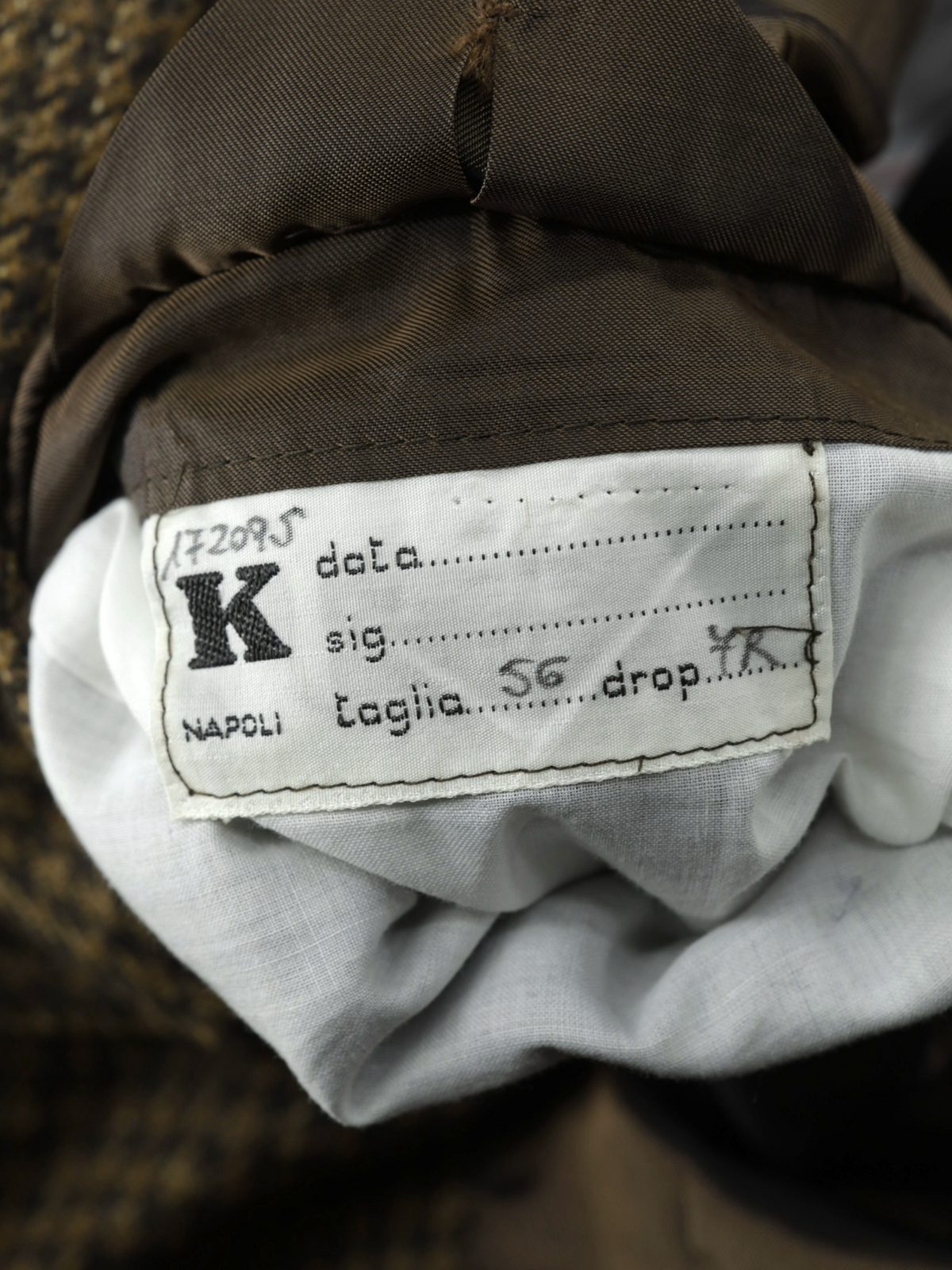 Kiton Brown Vintage Cashmere & Silk Pied de Poule Jacket