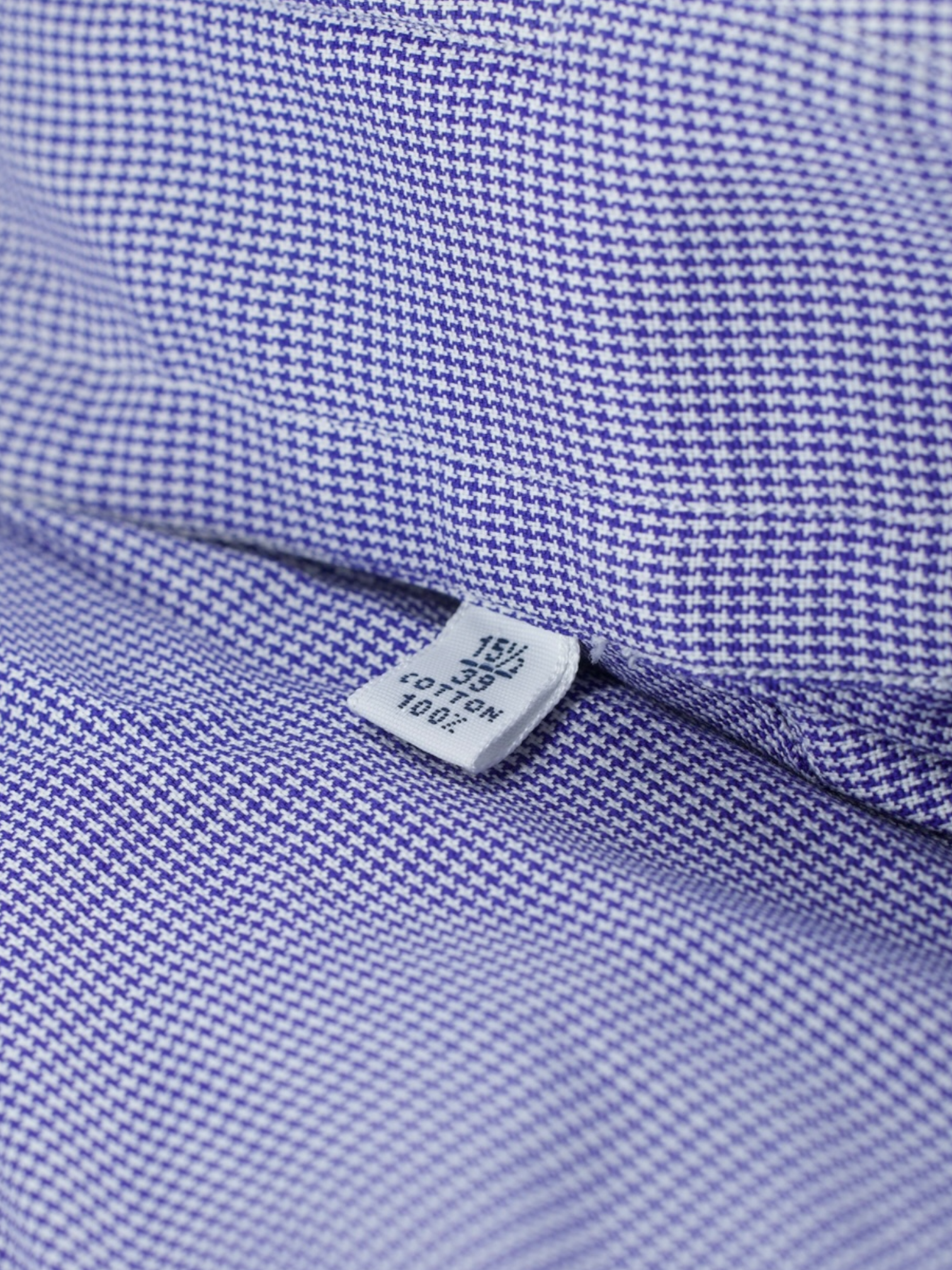 Fray Dark Blue Fine-Cotton Puppytooth Wide-Spread Collar Shirt