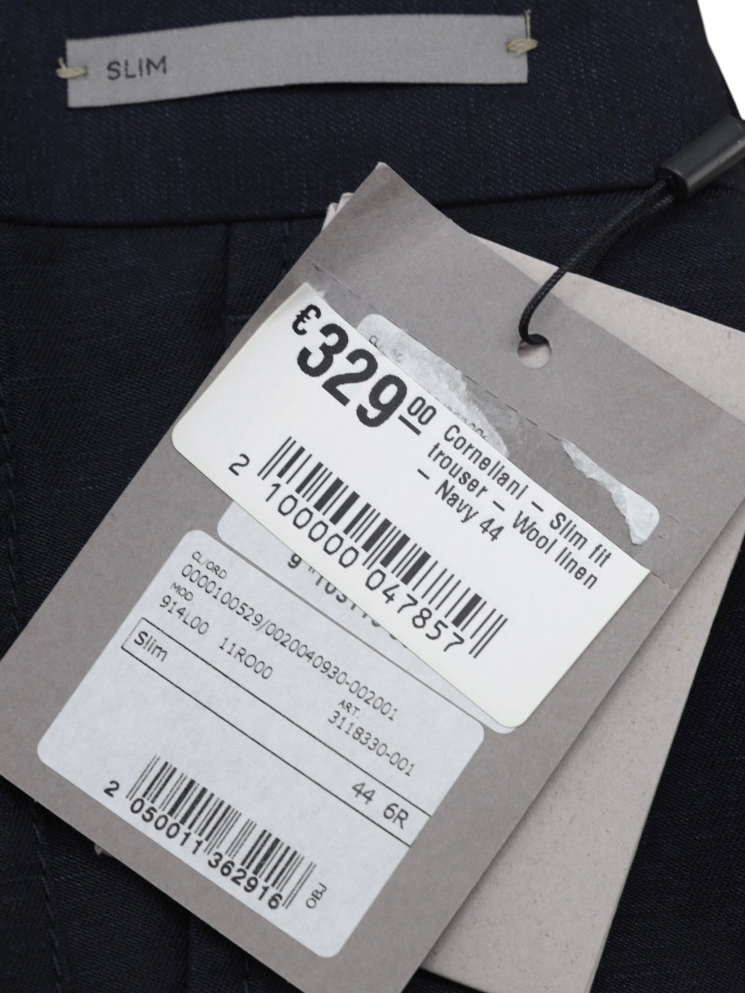 Corneliani Navy Wool & Linen Slim-Fit Trousers