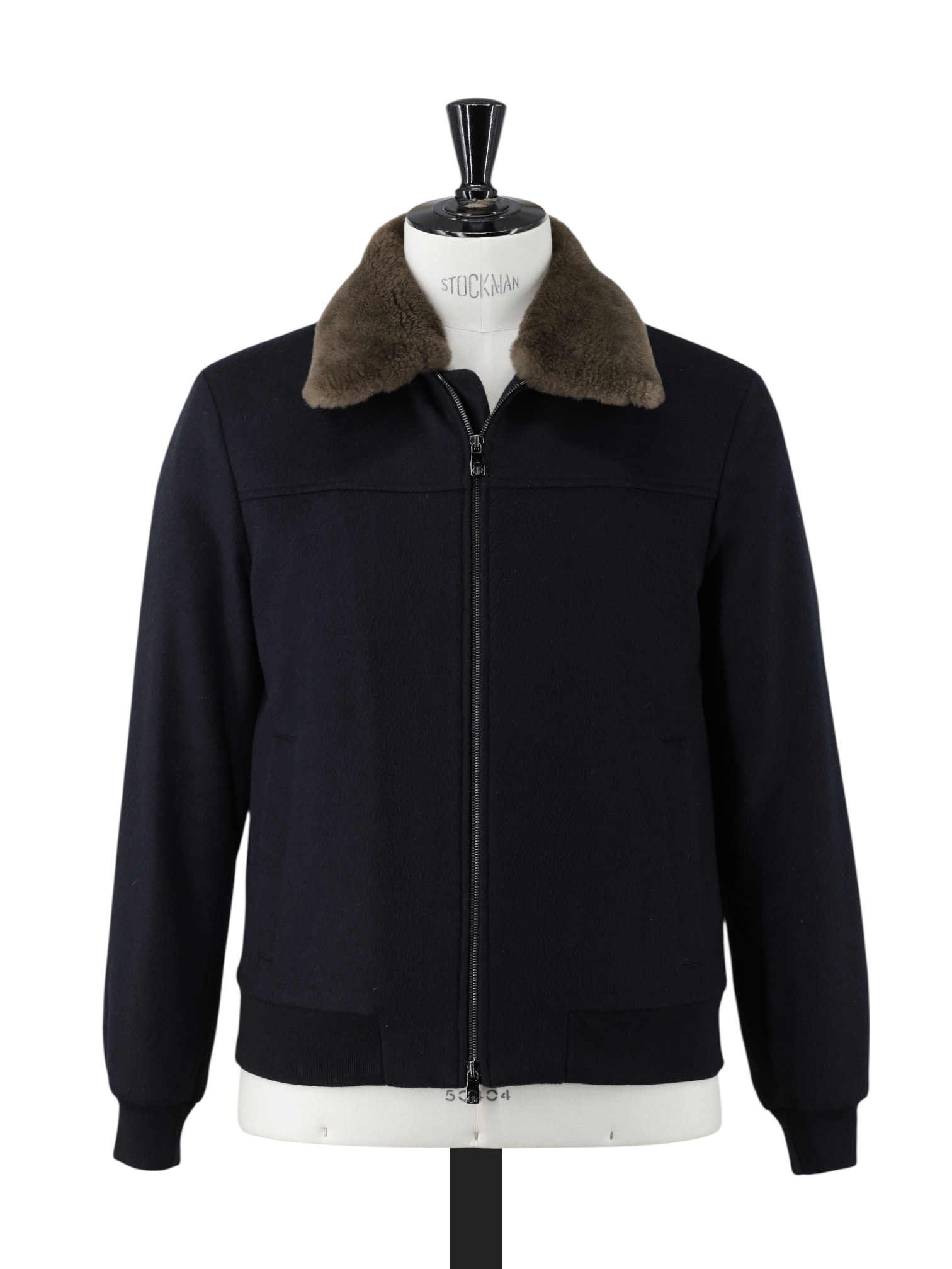 Corneliani Navy Wool & Castorino-Fur Collar Blouson Jacket