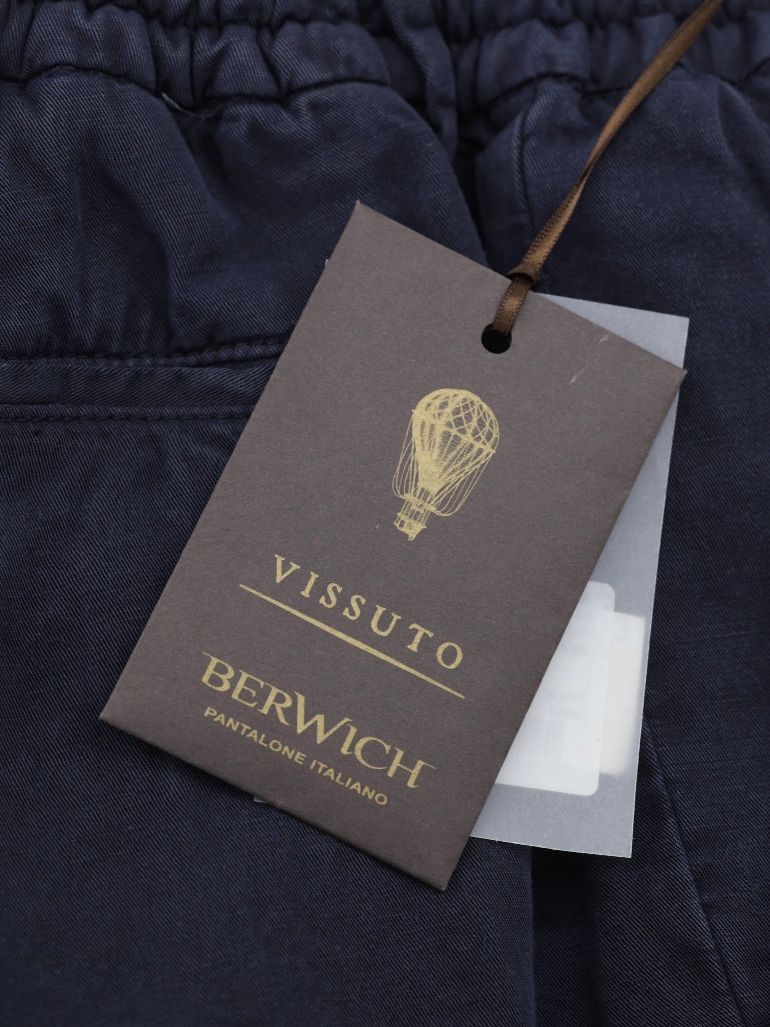 Berwich Navy Lyocell & Linen Drawstring Trousers