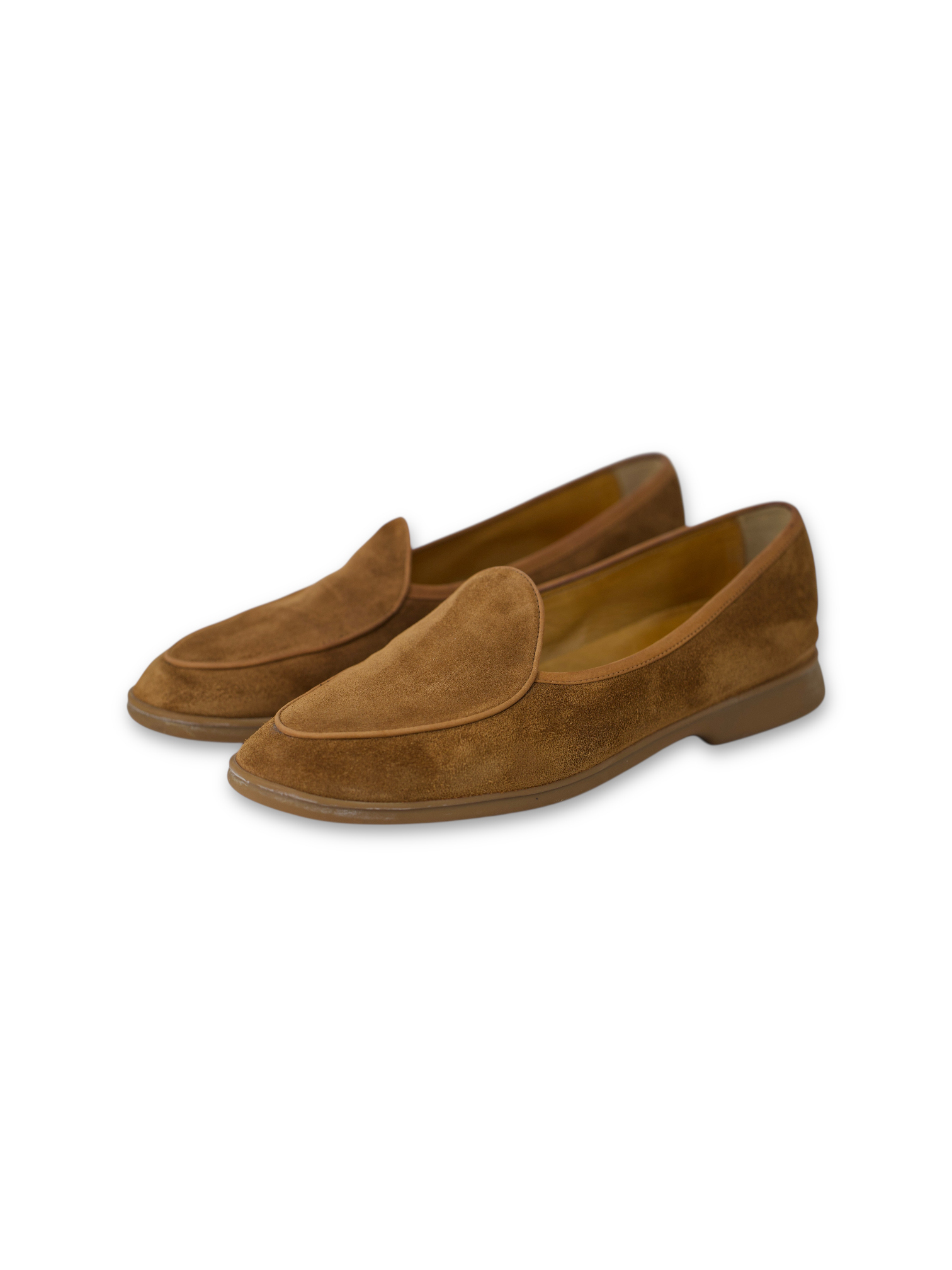 Baudoin & Lange Caramel Brown Suede Stride Belgian Loafer