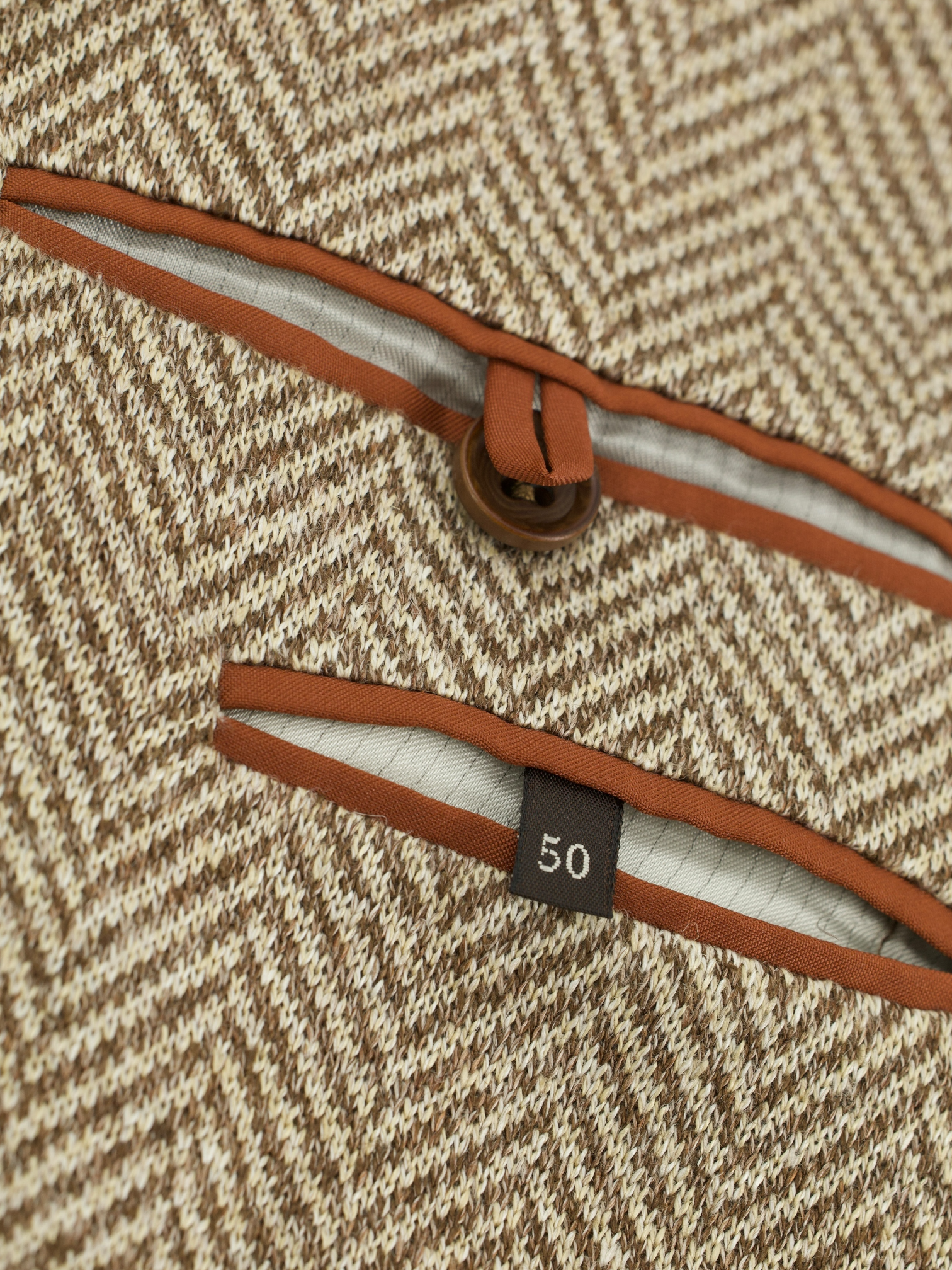 Loro Piana Brown Unconstructed Chevron Linen Herringbone Jacket