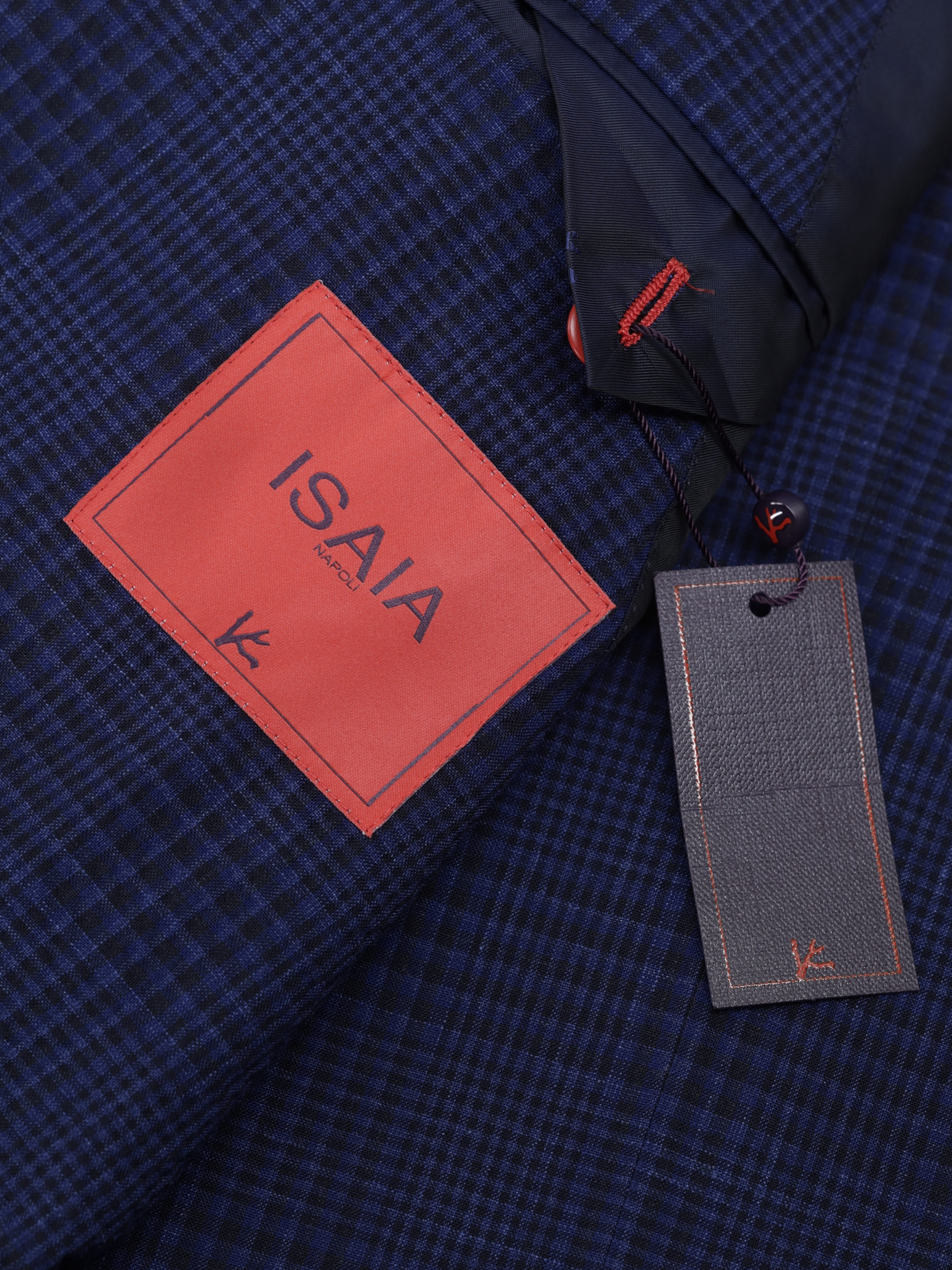Isaia Cobalt Blue Wool, Silk & Linen Shadow-Check Amalfi Jacket