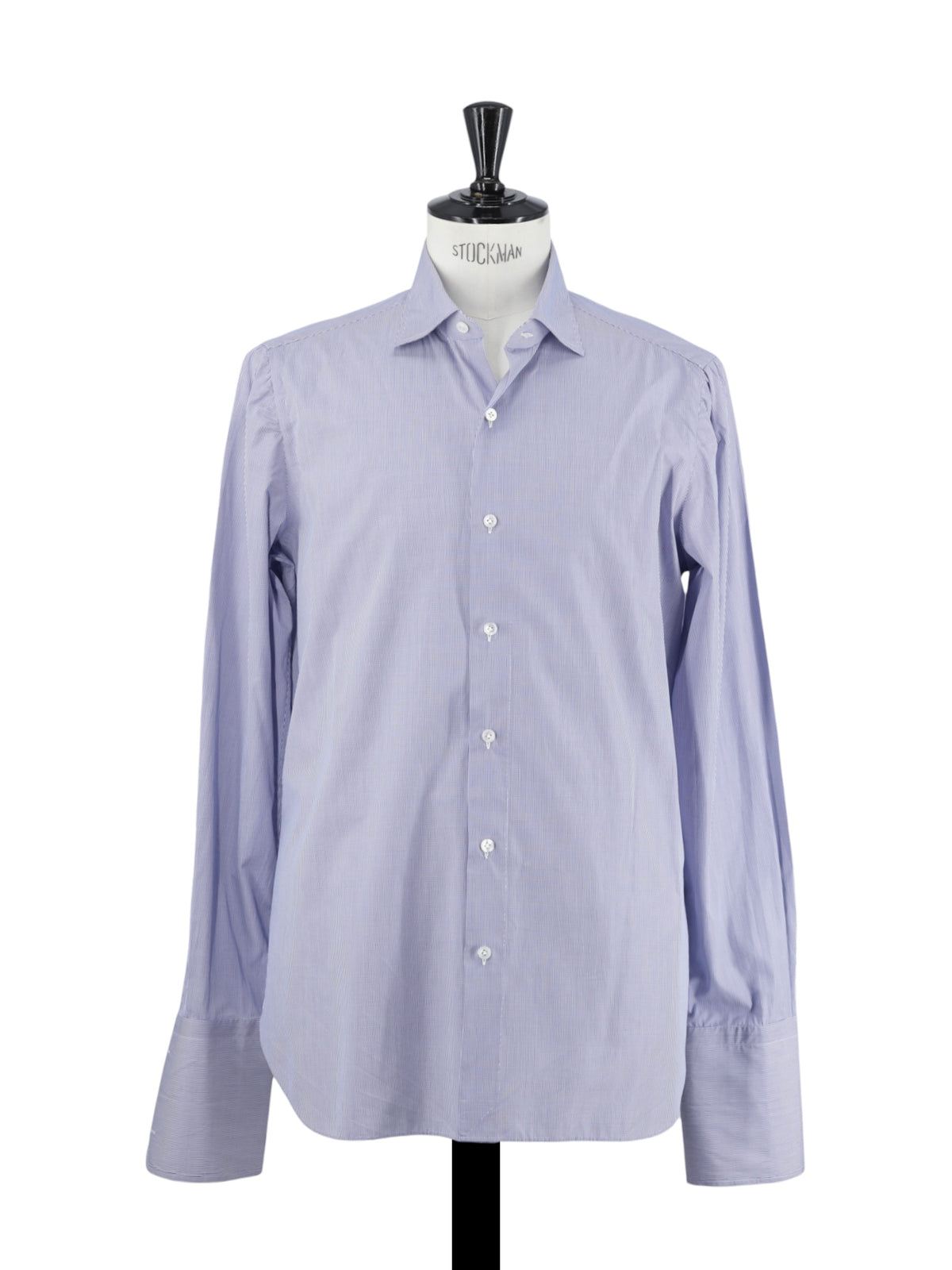 Finamore Esclusiva Dark Blue & White Fine-Cotton Micro-Square Pattern Shirt