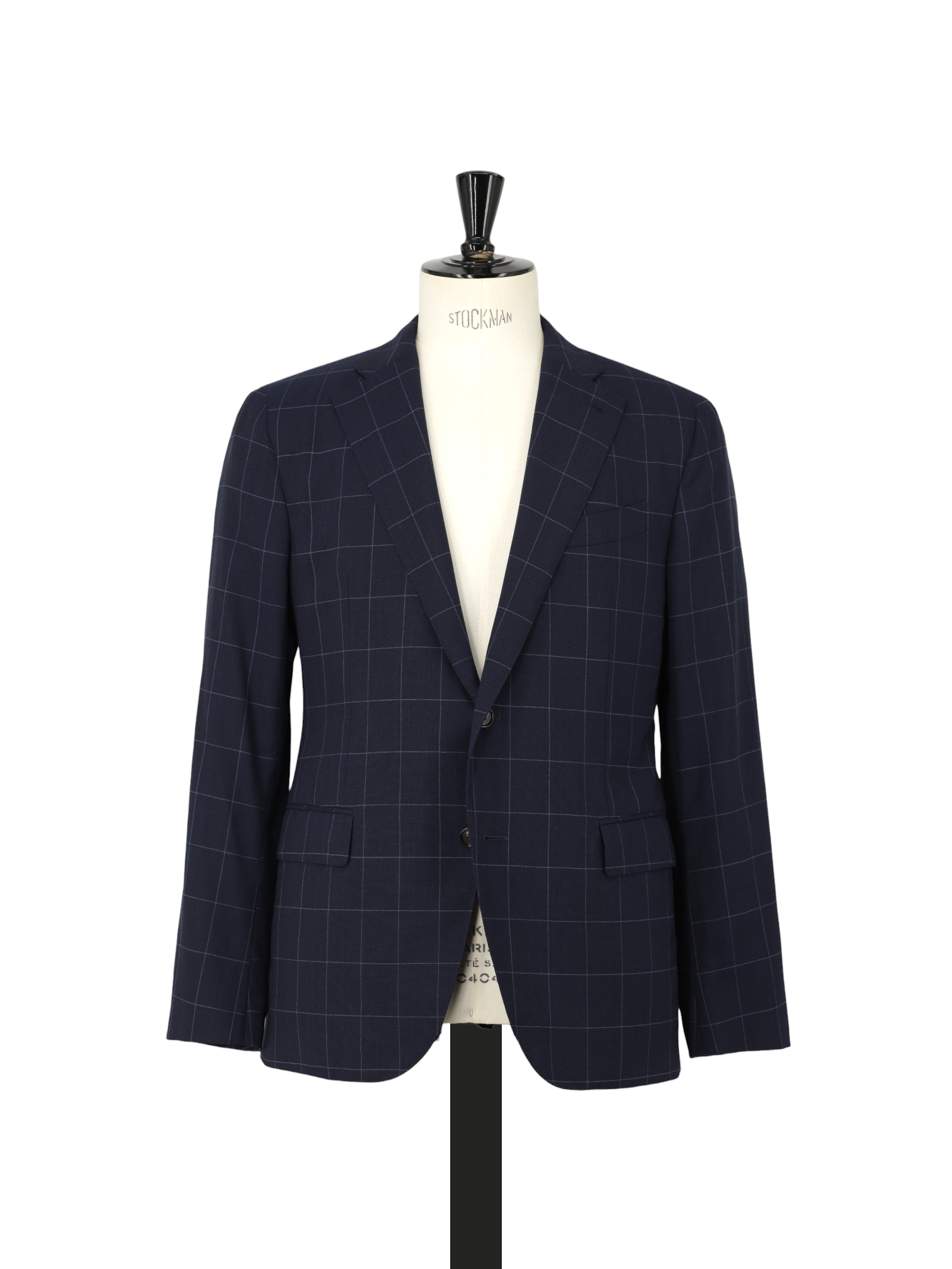 Caruso Navy & Light Blue Wool Windowpane Suit