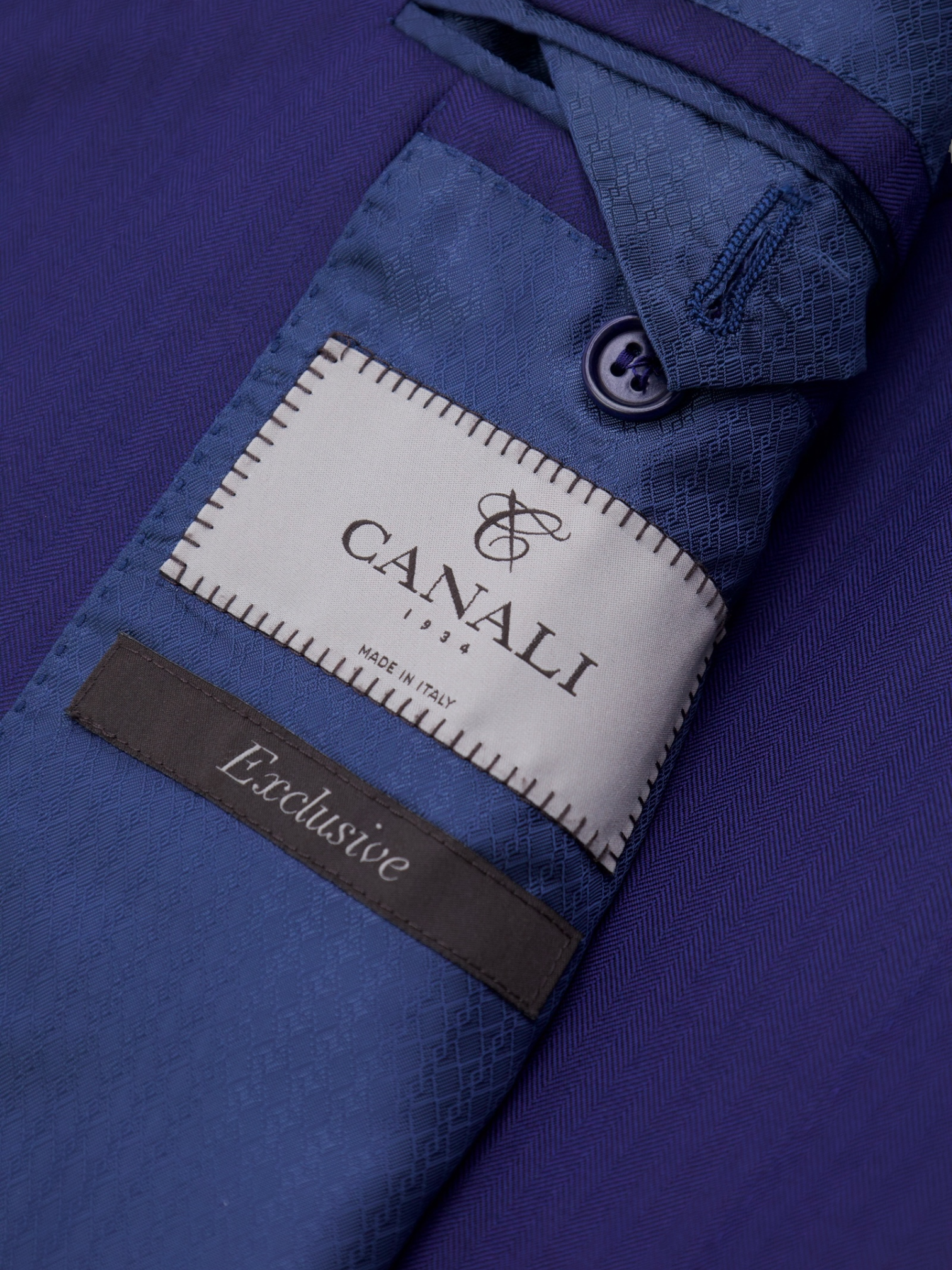 Canali Royal Blue "Exclusive" Wool Herringbone Suit + Extra Trousers