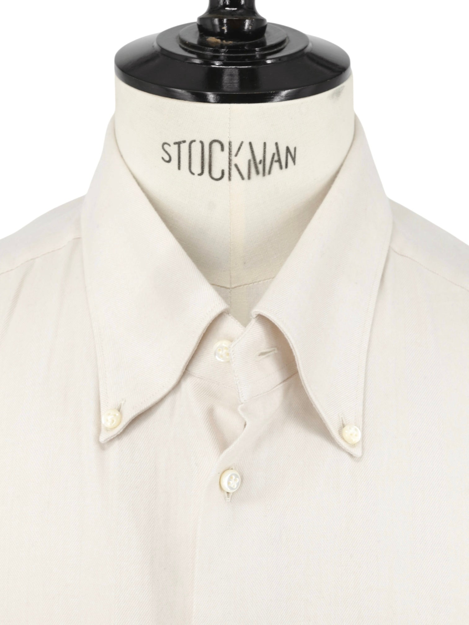 Emanuele Maffeis Cream Cotton & Lyocell Button-Down Herringbone Shirt