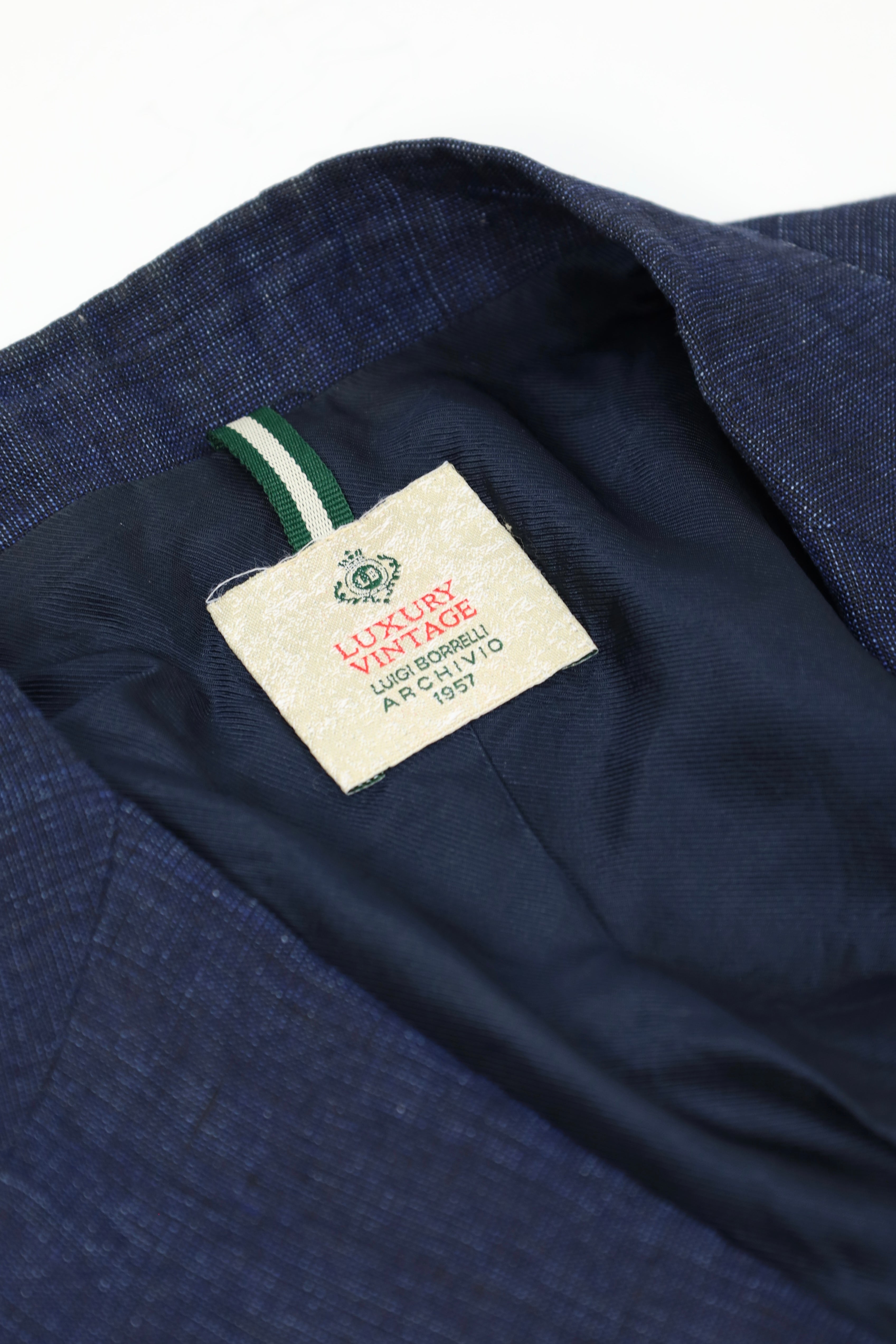 Luigi Borrelli Vintage Indigo Blue Linen Safari Jacket