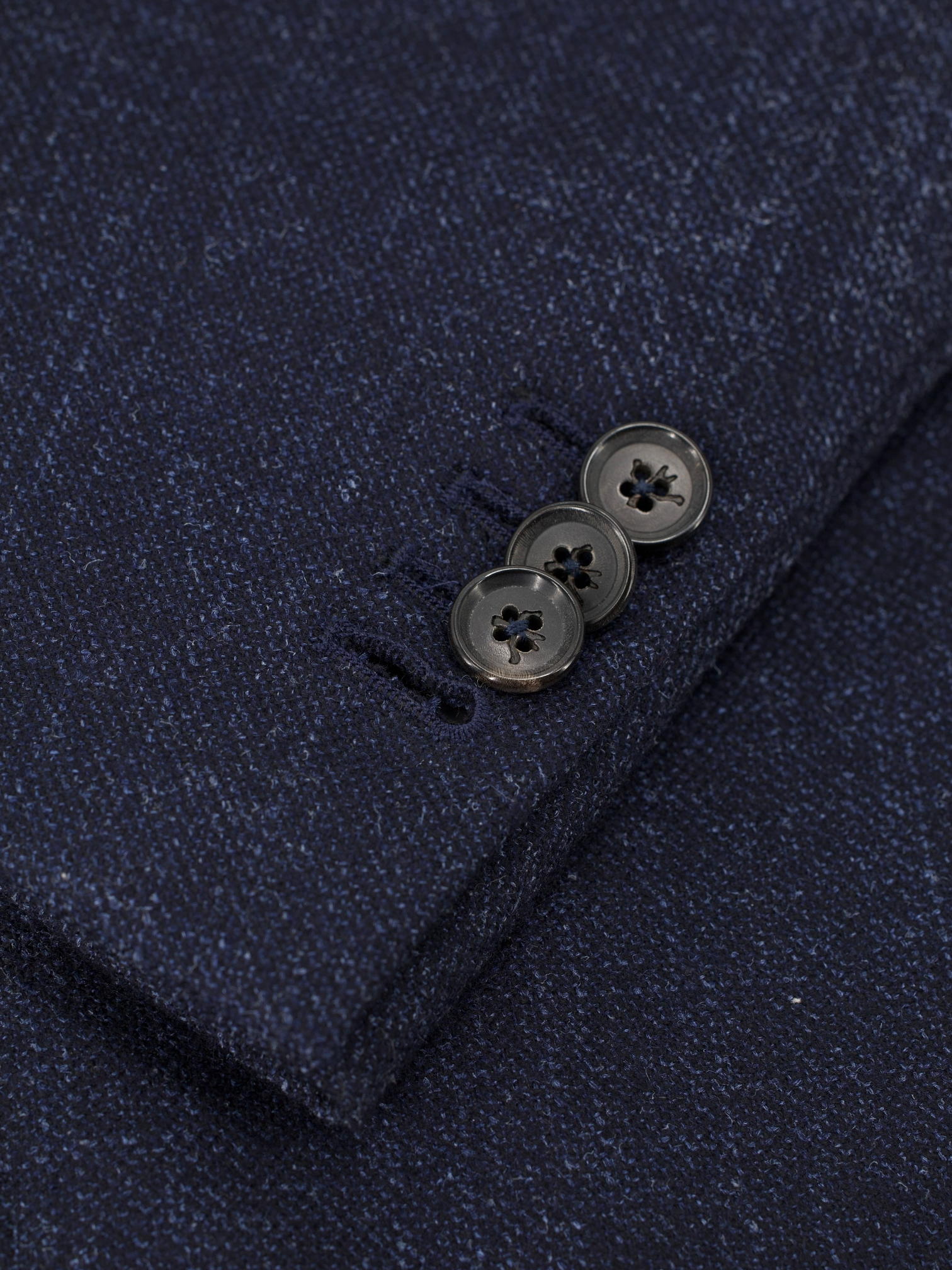 Isaia Dark Blue Wool, Silk & Cashmere Micro-Pattern “Sailor” Jacket
