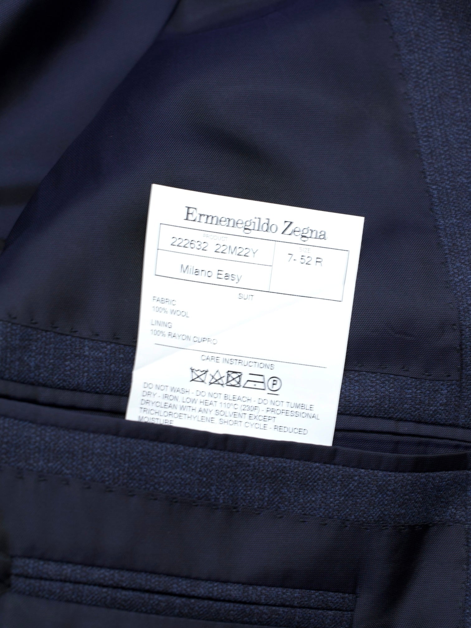 Ermenegildo Zegna Dark Blue 15-milmil-15 Wool Shadow-Stripe Milano Easy Suit