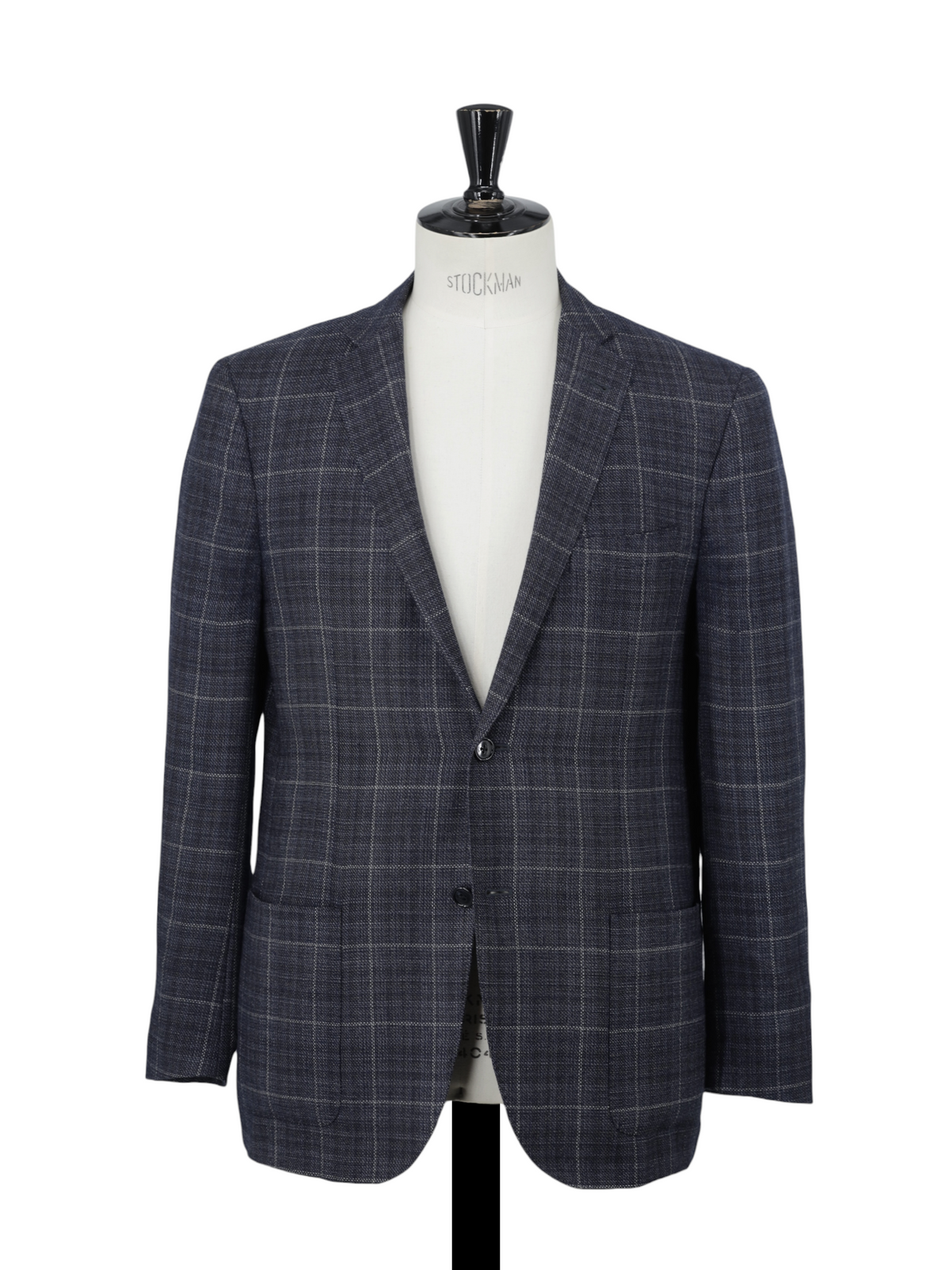 Corneliani Blue Wool Micro-Pattern Windowpane Gate Jacket