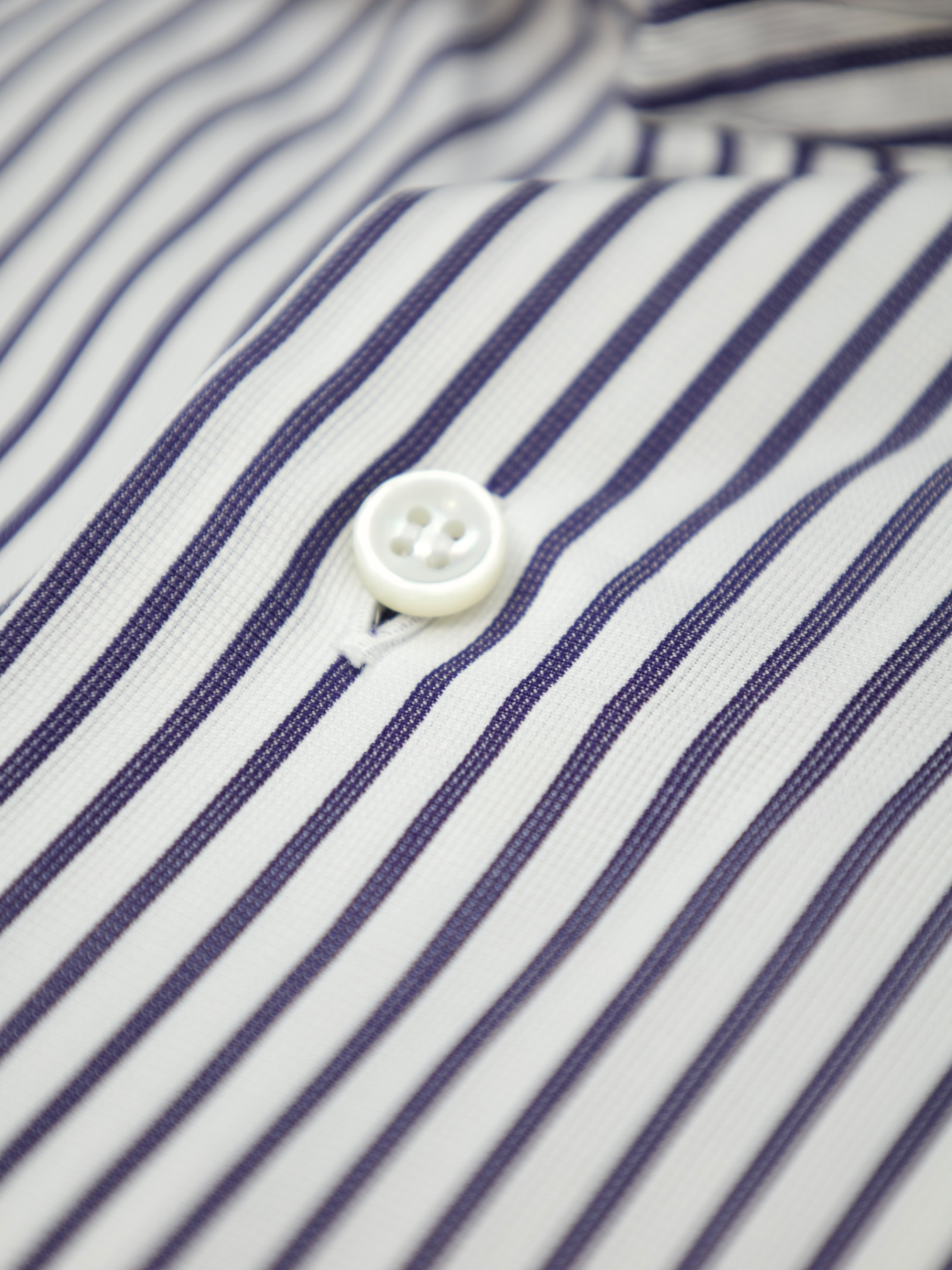 Brioni White & Navy Cotton Pinstripe Shirt