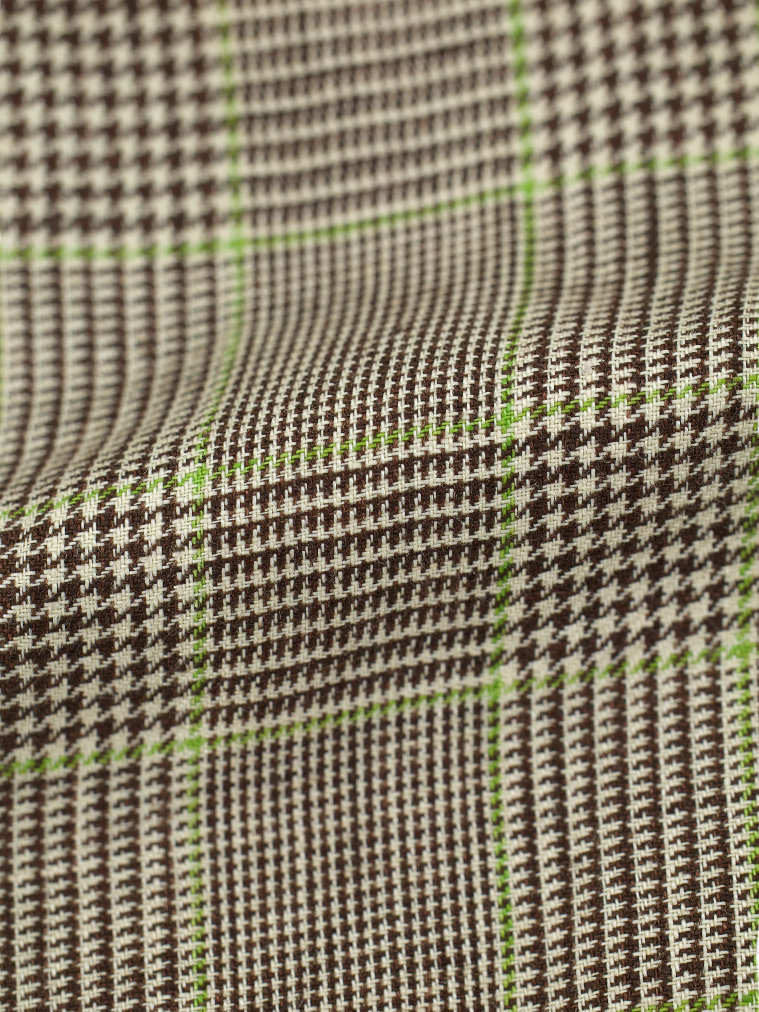 Kiton Light Brown & Lime Green Pure Linen Prince of Wales Jacket