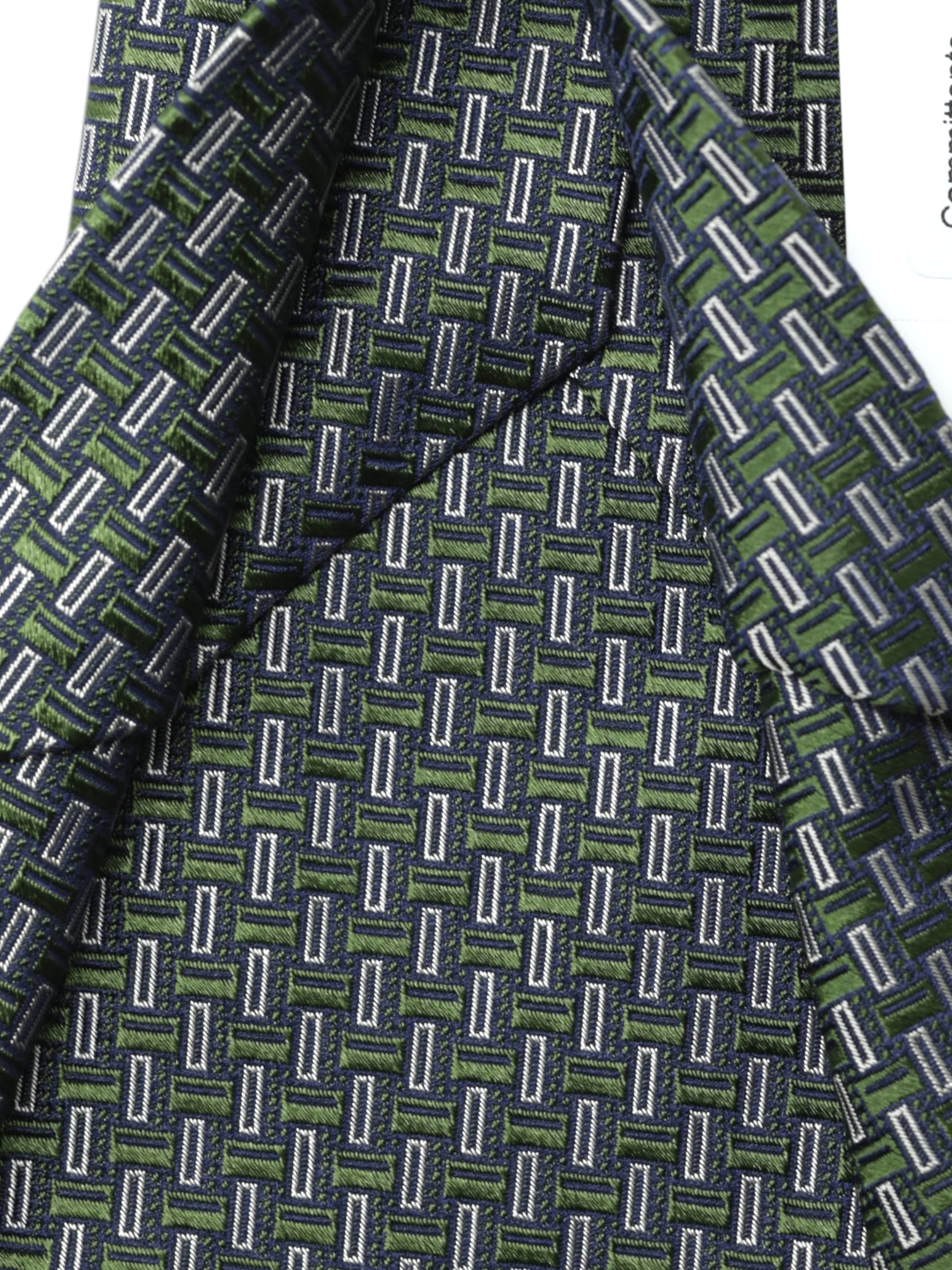 Kiton 5-Fold Dark Green Silk Geometric-Pattern Self-Tipped Tie