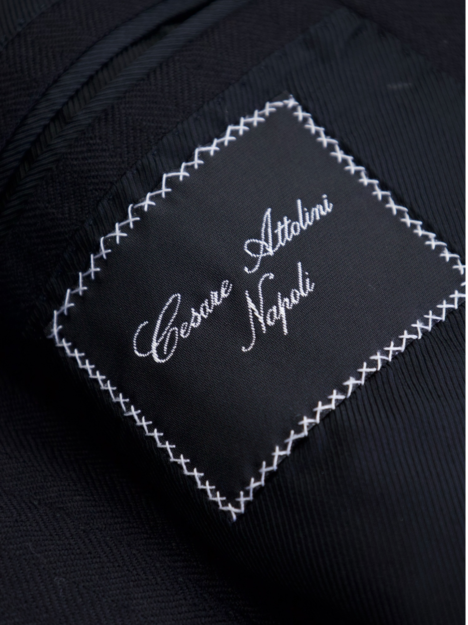 Cesare Attolini Black Cashmere Herringbone Jacket