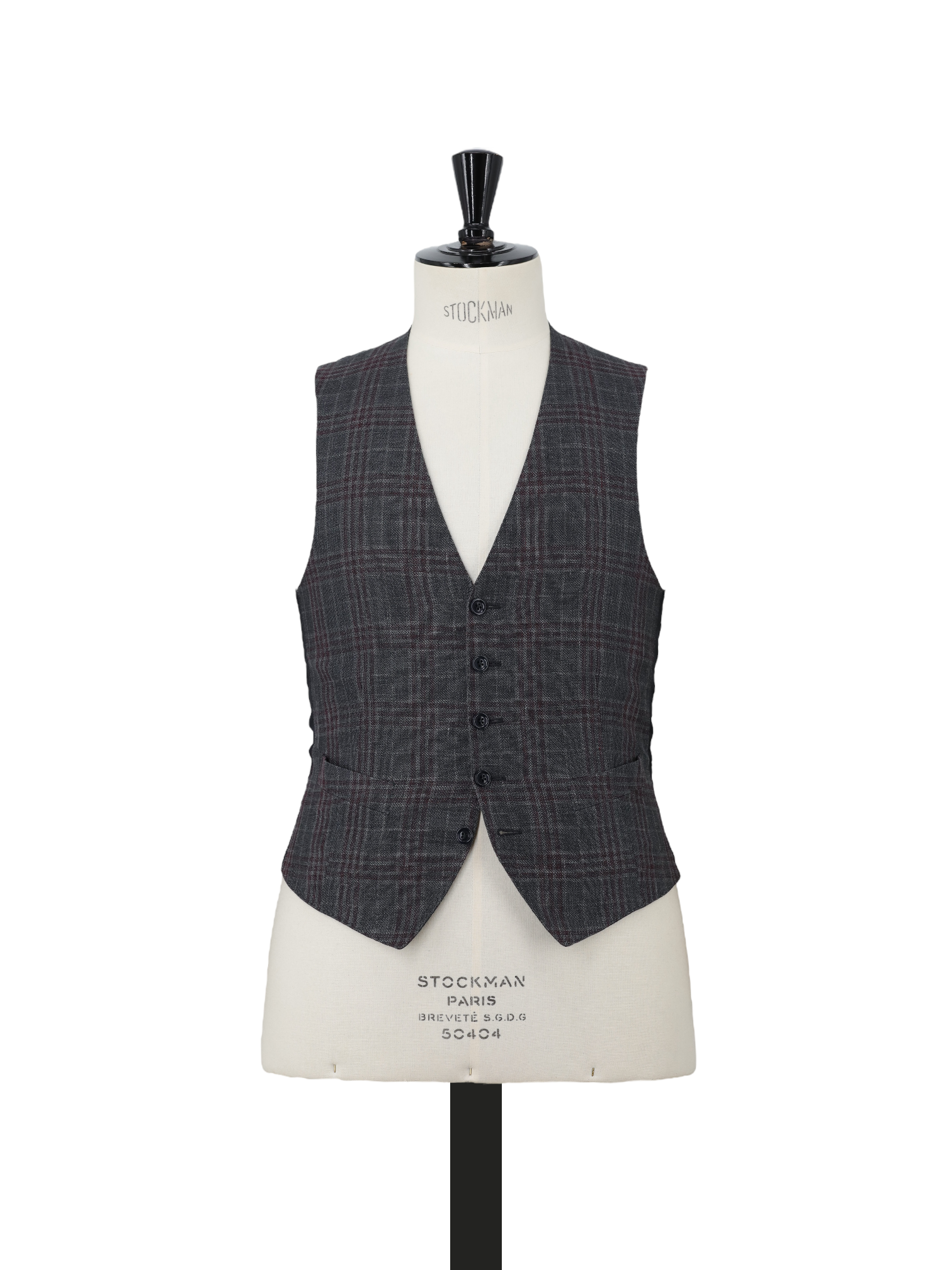 Ermenegildo Zegna Warm Taupe & Maroon Linen, Wool & Silk Check Waistcoat