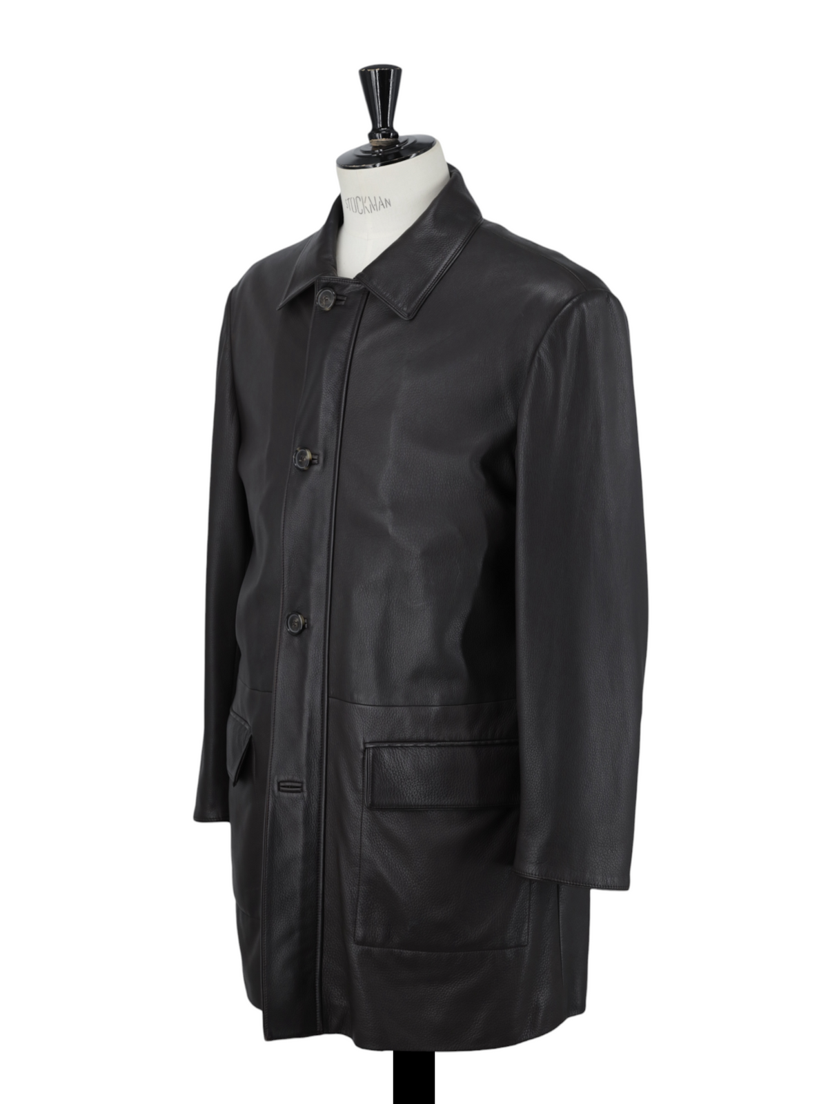 Brioni Dark Brown Deerskin Grain Leather Coat
