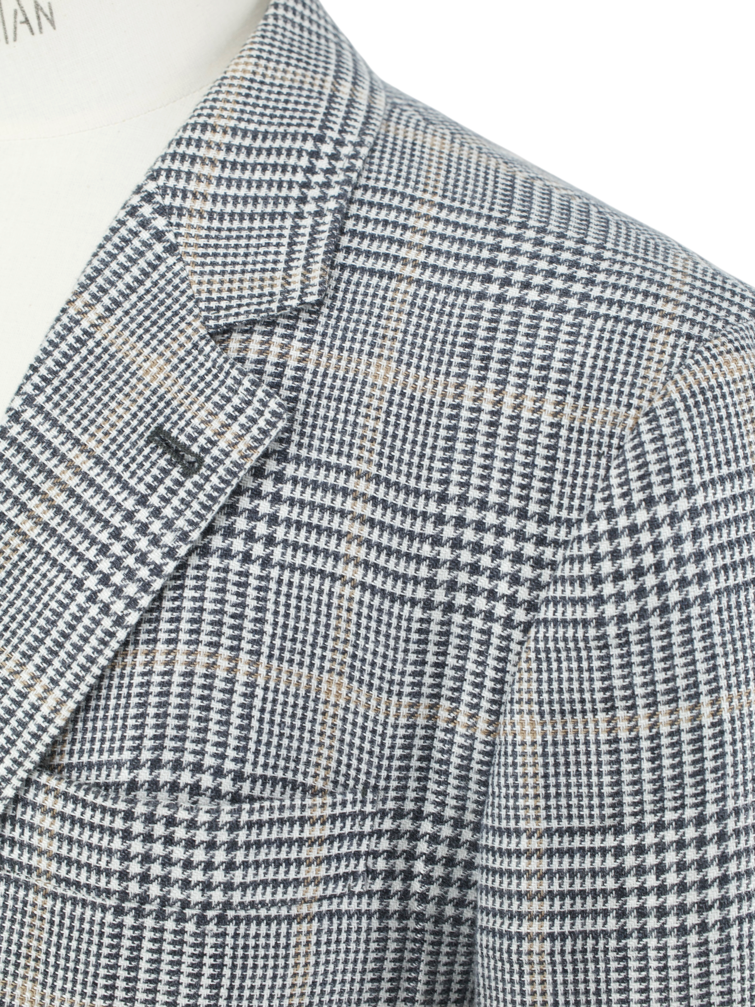 Brunello Cucinelli Grey & Light Brown Linen, Wool & Silk Glenplaid Jacket