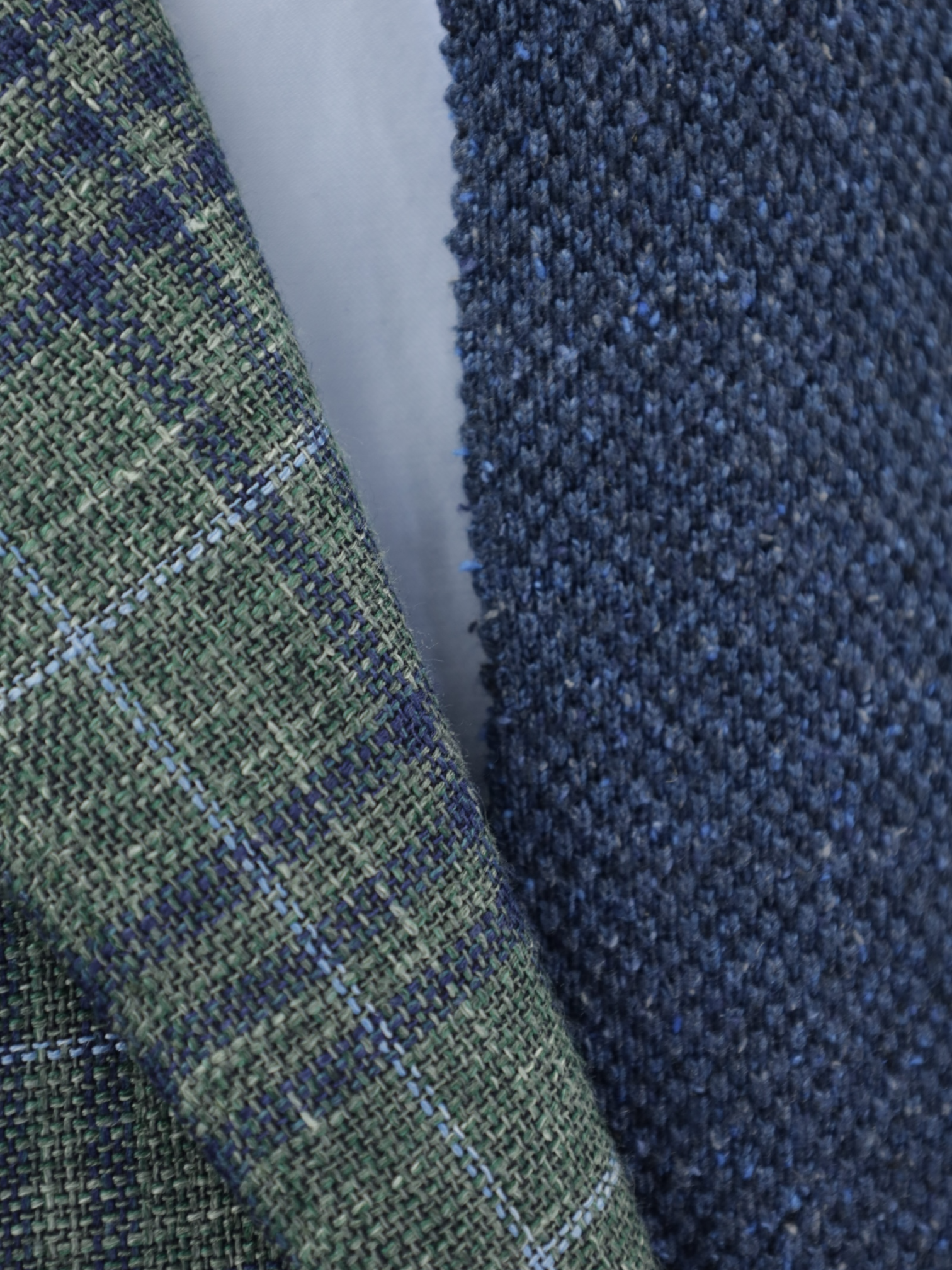 Corneliani Sartoria Green Wool, Silk & Linen Overcheck Jacket