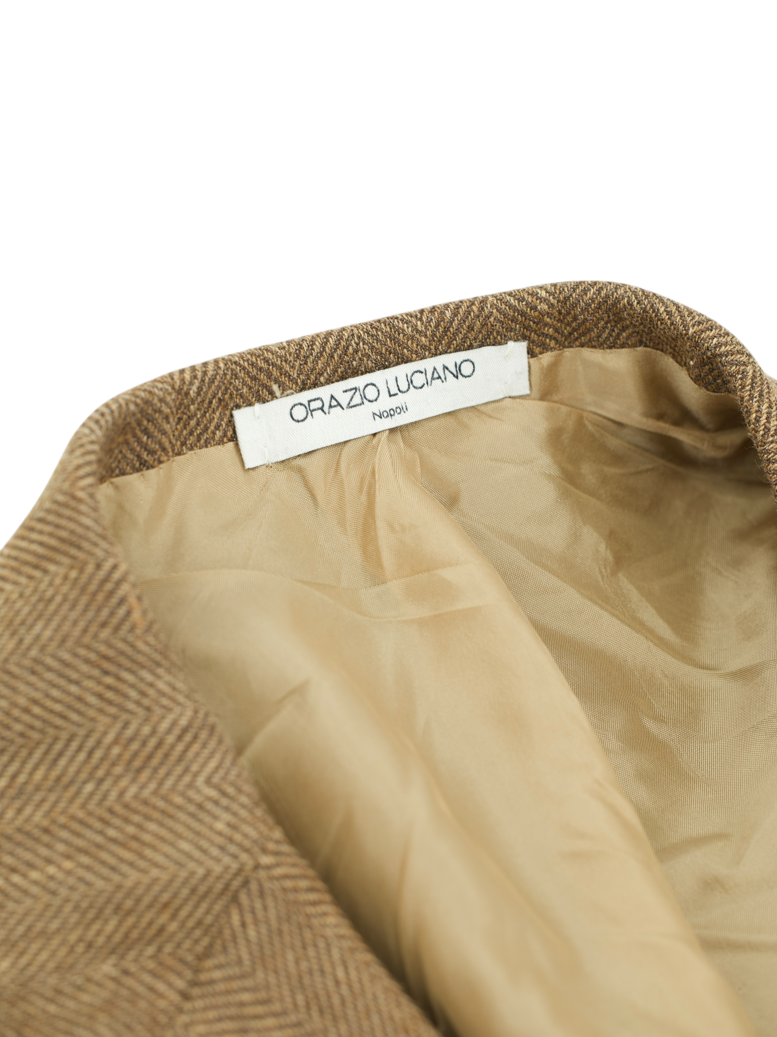 Orazio Luciano Brown Wool, Silk & Linen Herringbone Jacket