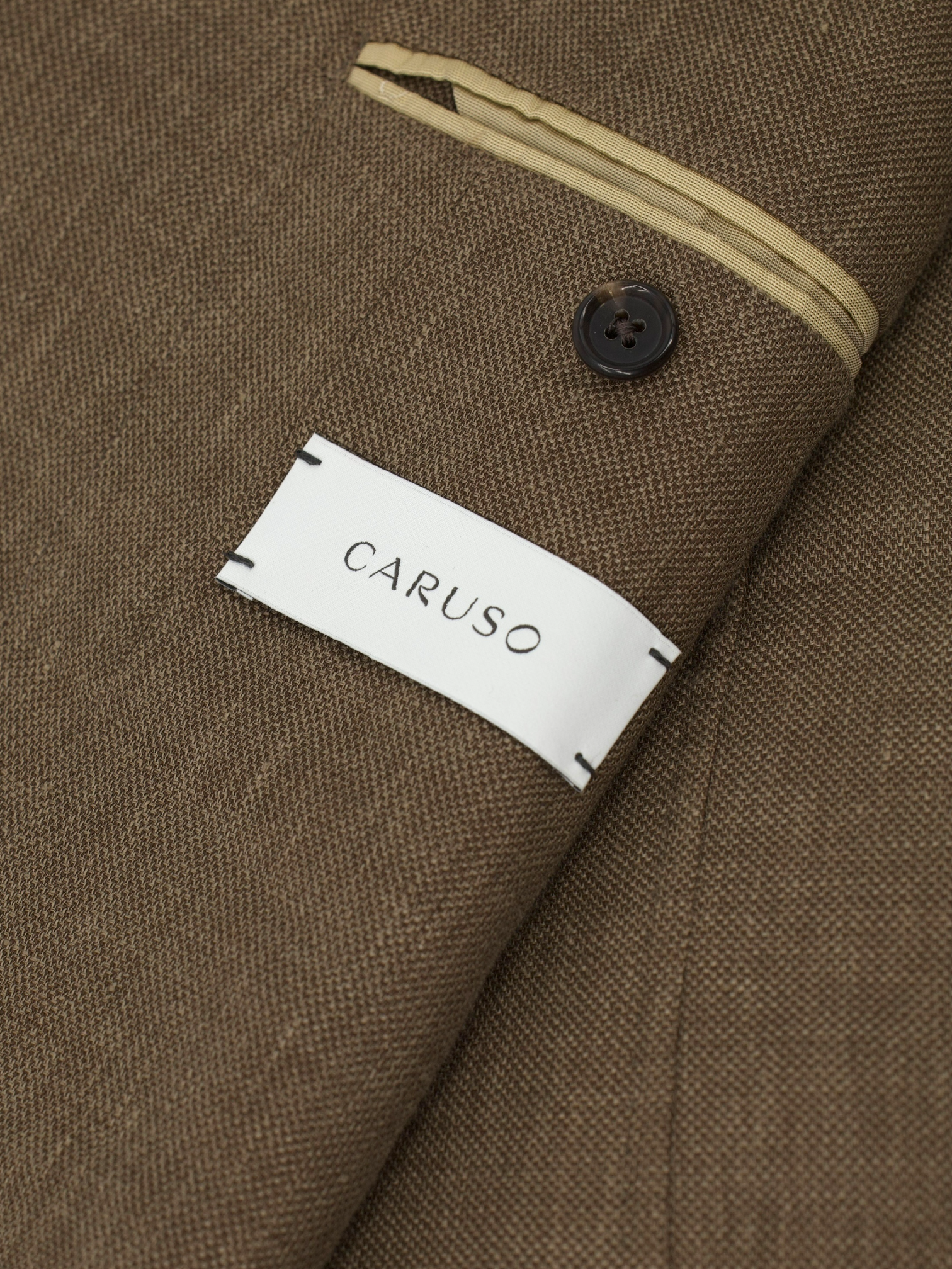 Caruso Light Brown Wool, Silk & Linen Plain-Weave Jacket